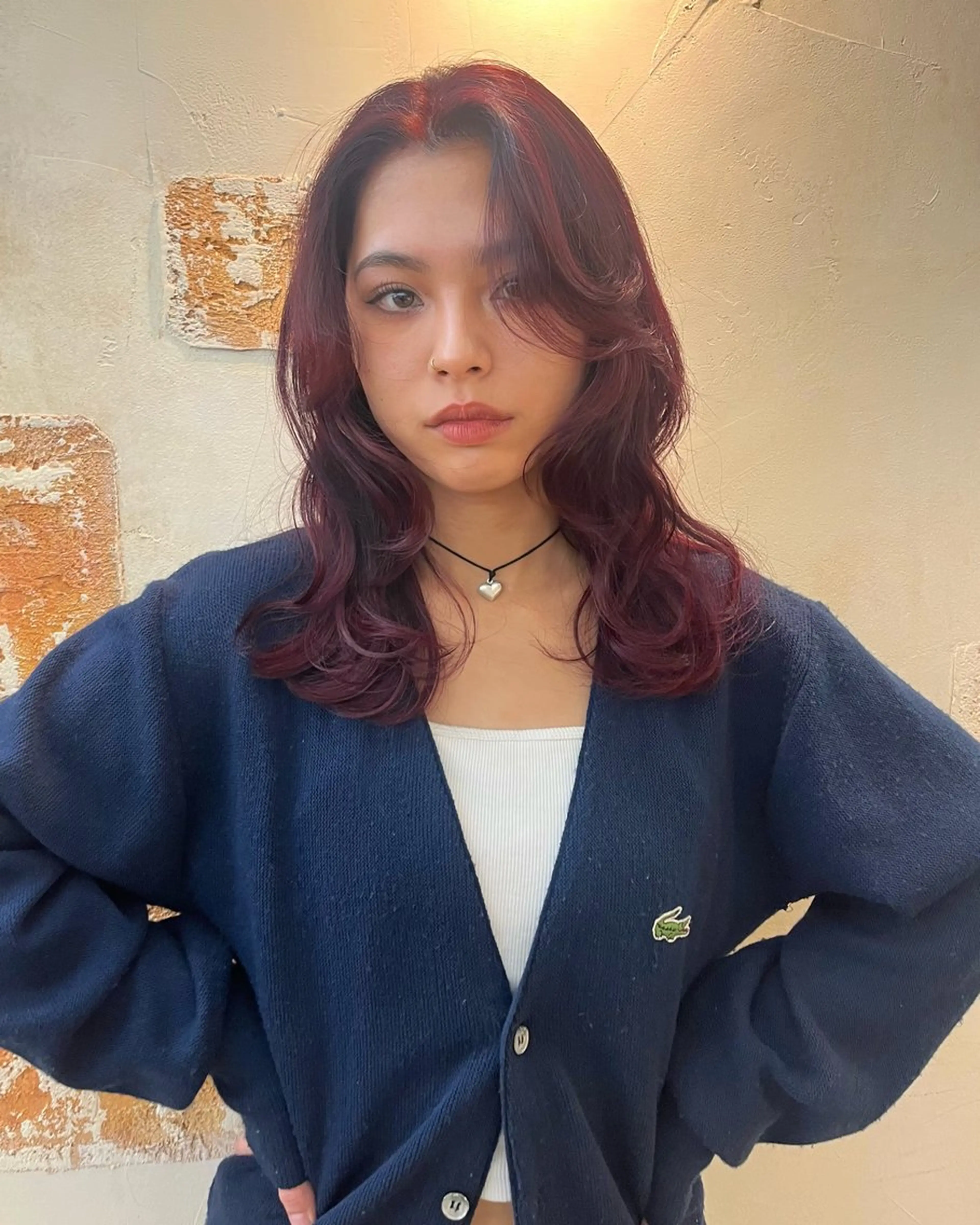 ミディアム カラー ブリーチ ダブルカラー ブリーチなしカラー 顔周りカット レイヤーカット ヘアカラー mikaze ˚✧₊☆*:.｡渋谷のヘアスタイル