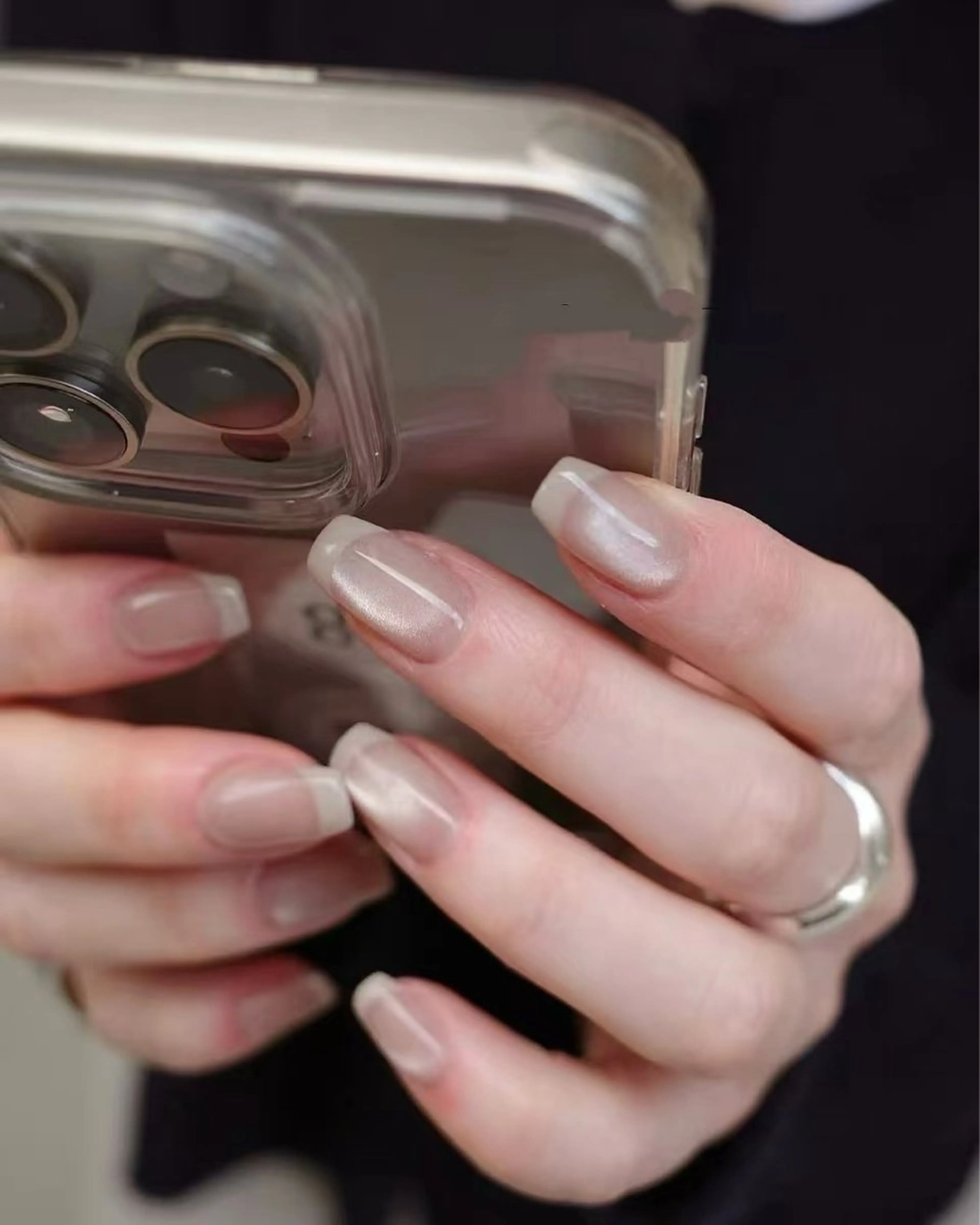 ネイル フラワーネイル フレンチネイル ジェルネイル ガラスフレンチ ハート ハンドネイル BabyYouMi nailのネイルデザイン