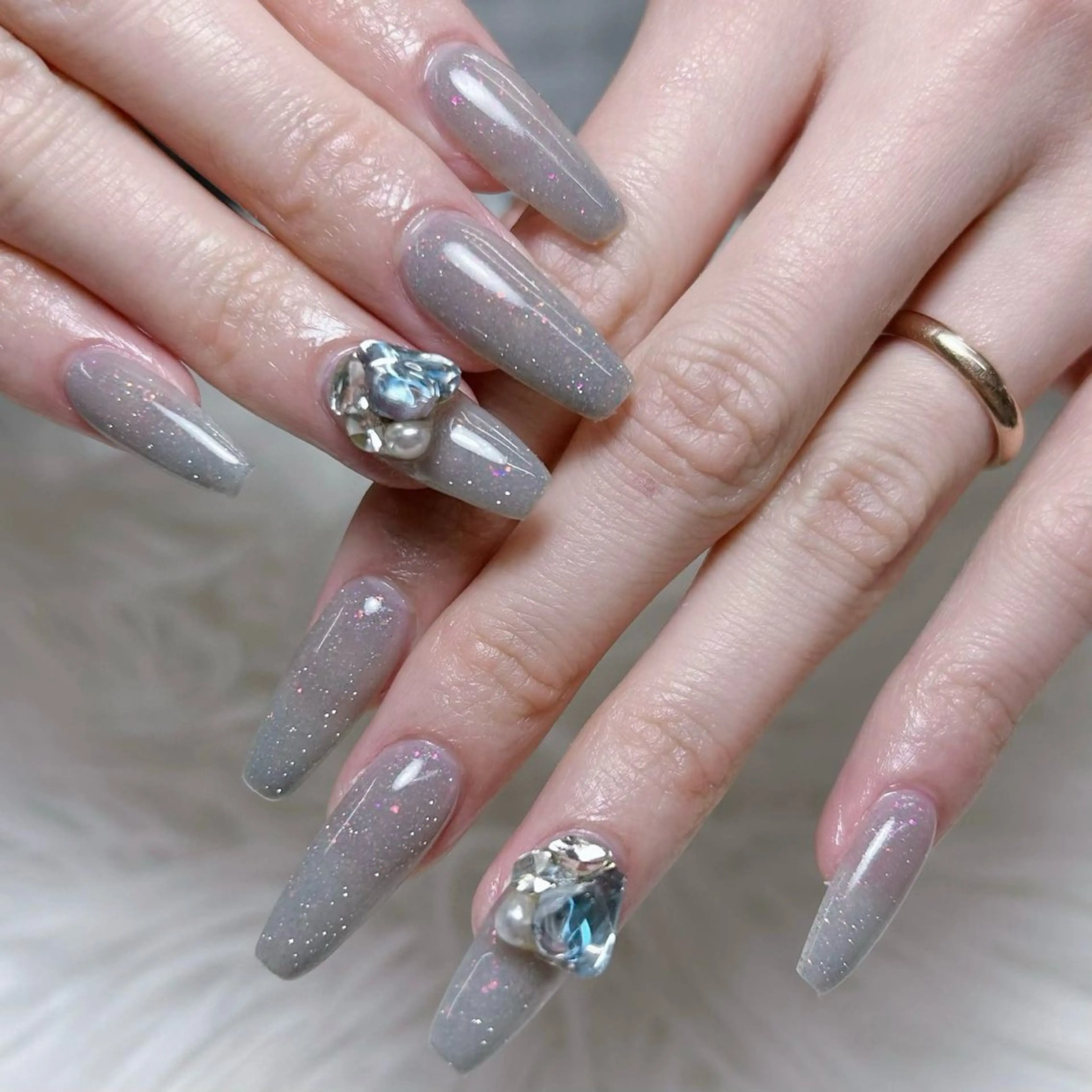 ネイル 長さ出し フレンチネイル ジェルネイル ガラスフレンチ 韓国ネイル ハンドネイル ハンドケア For U nail スカルプ専門店のネイルデザイン