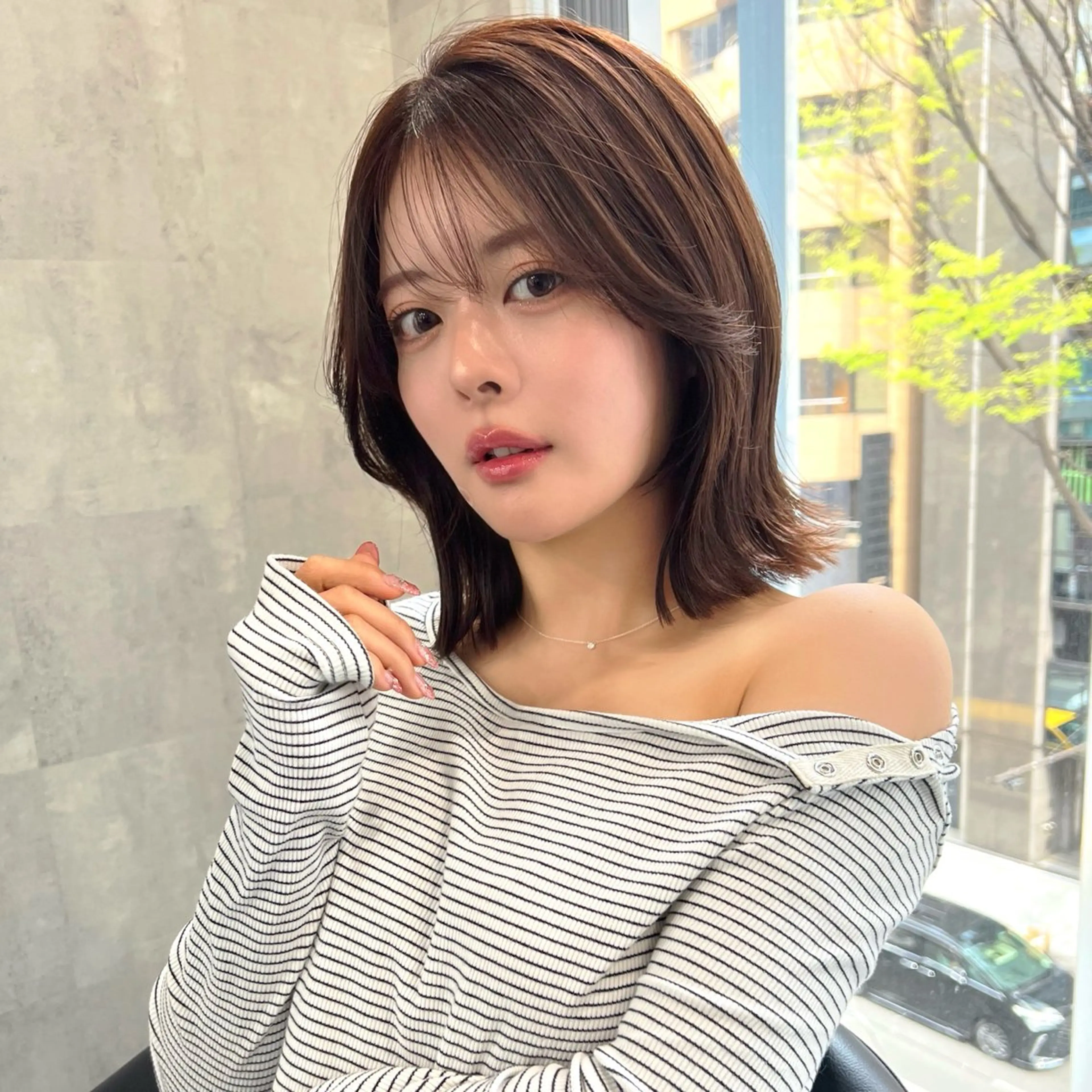 ミディアム カラー ボブレイヤー ブラウンカラー モカブラウン ボブ 韓国風ヘア カット ヘアカラー トリートメント LAVEL 代表 住吉　創のヘアスタイル