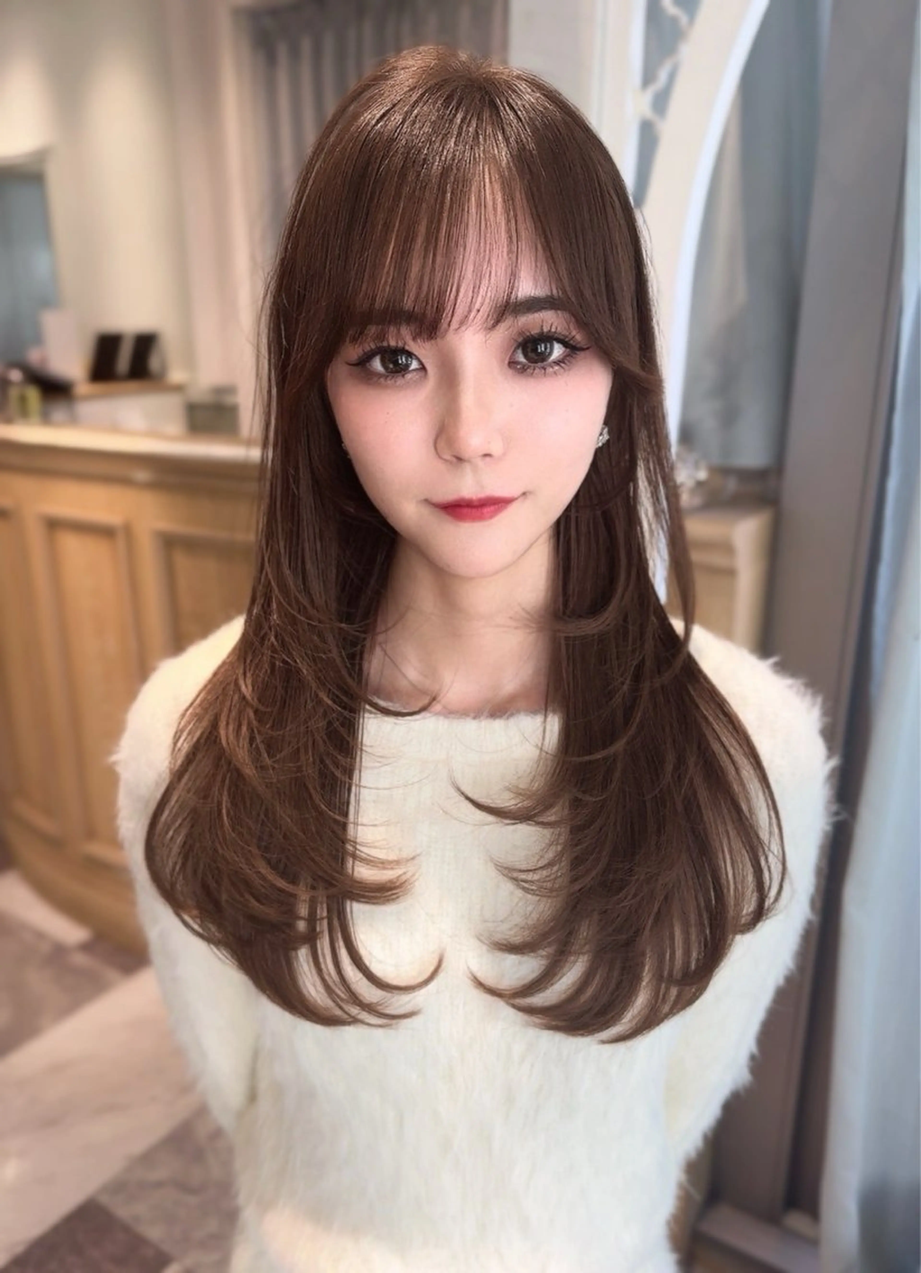 セミロング カラー ベージュカラー 黒髪 ブリーチ ブルーカラー ブルーブラック カット ヘアカラー トリートメント 木屋元一/透明感 /レイヤー/顔まわりのヘアスタイル