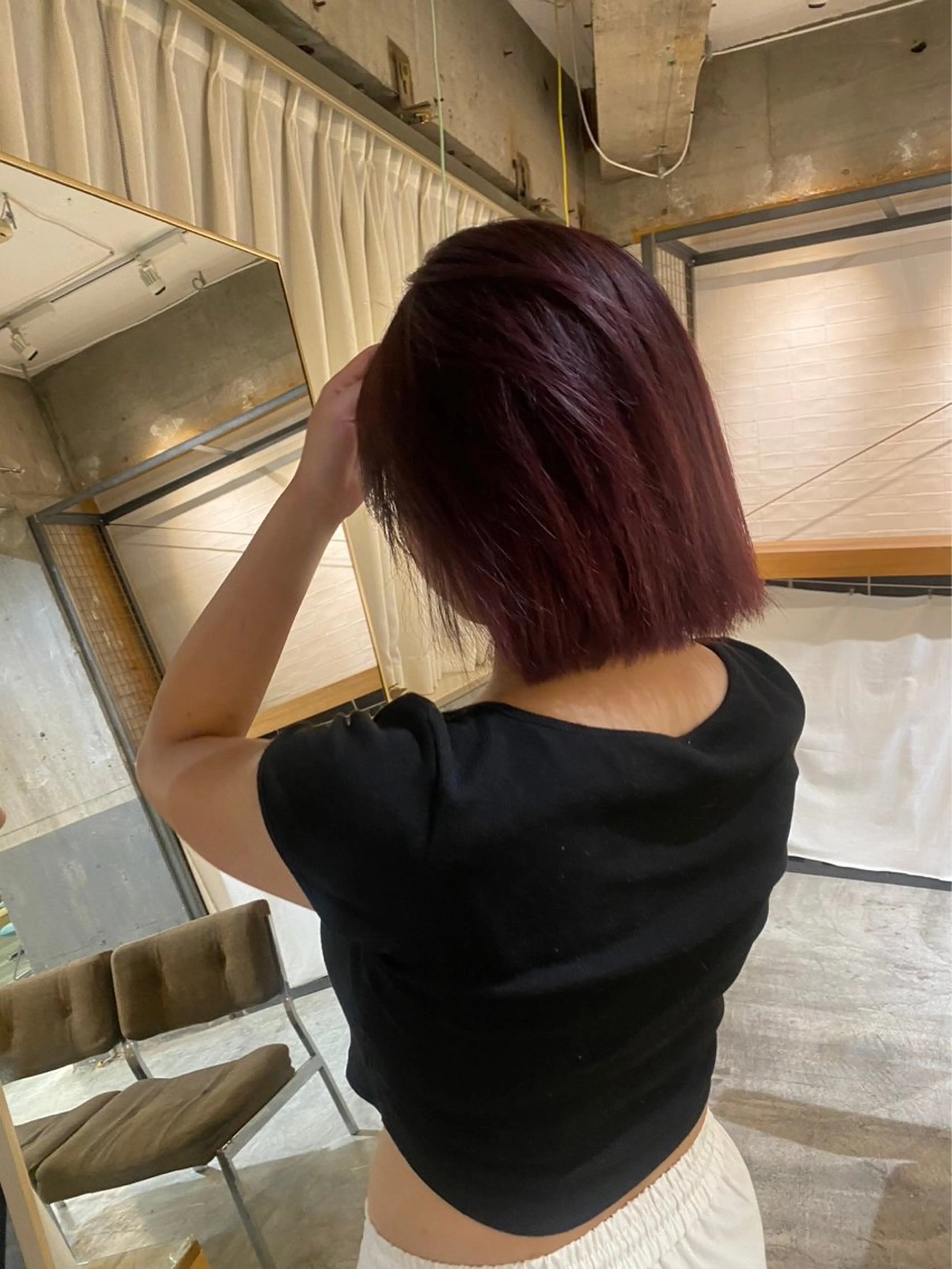 ミディアム カラー ブリーチ レッドカラー ヘアカラー keen 立川のヘアスタイル