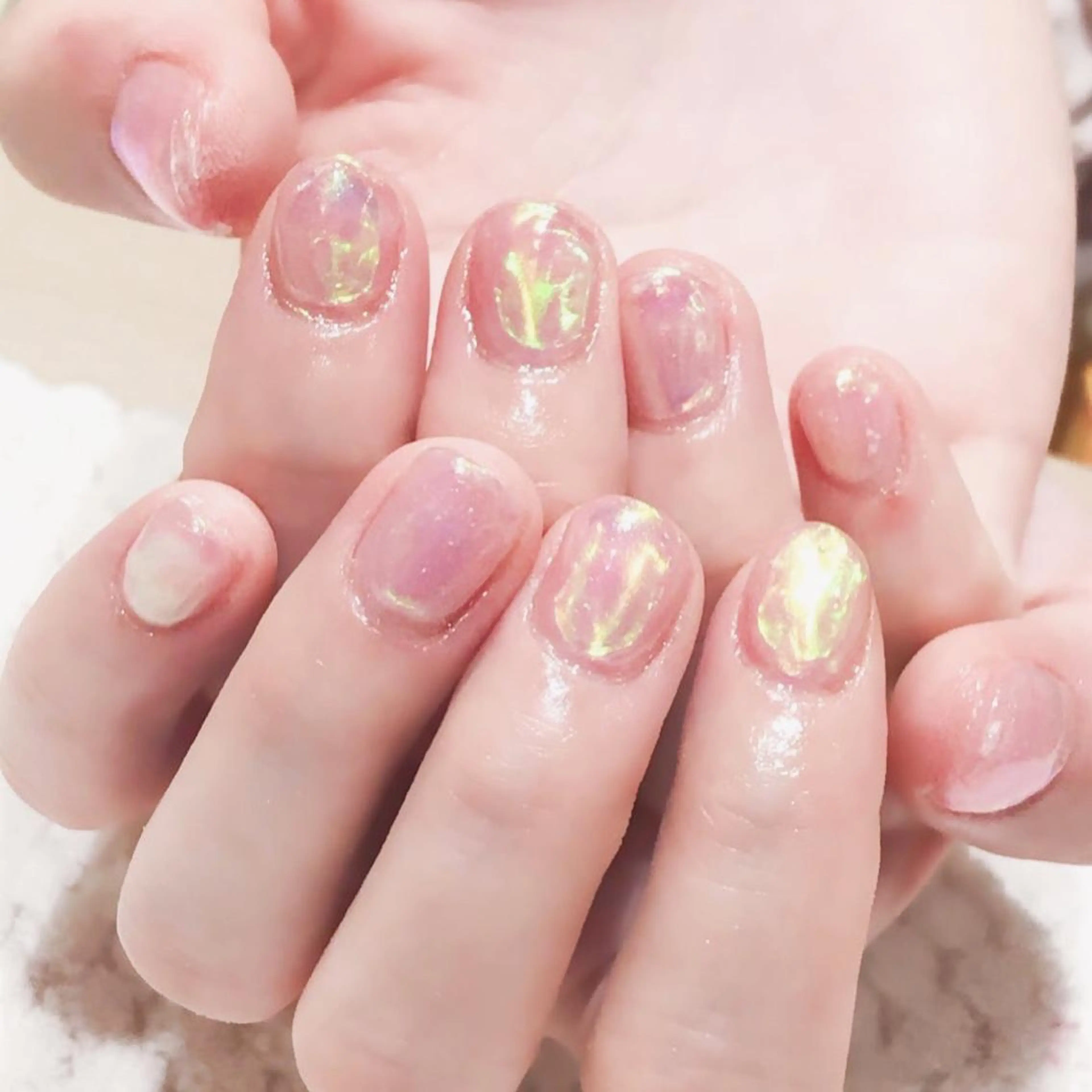ネイル ジェルネイル 氷ネイル・うるうるネイル 韓国ネイル 春ネイル Nyanco Nailのネイルデザイン