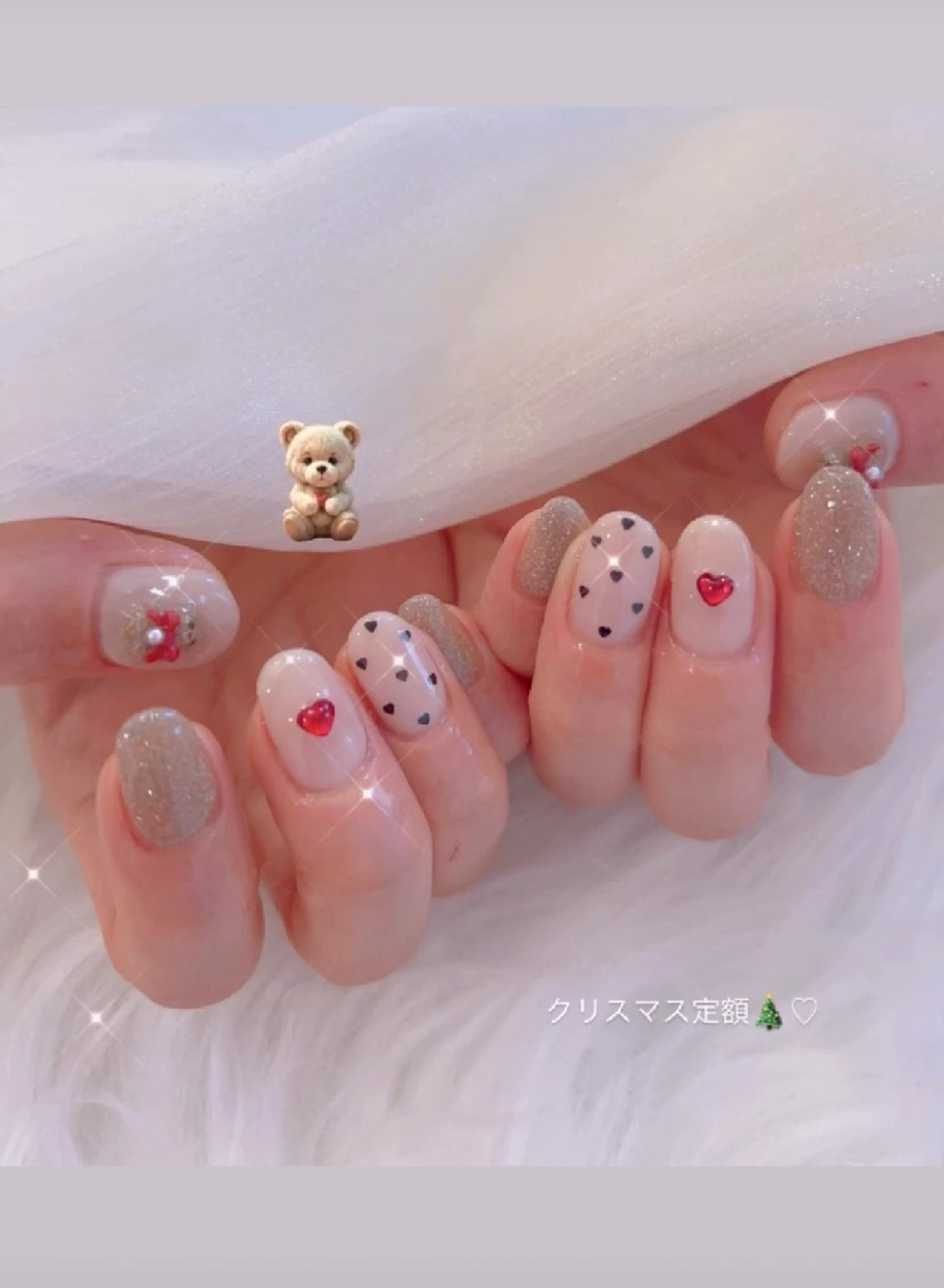 ネイル アートネイル 冬ネイル クリスマス ハンドネイル I LOVE ME  NAIL.｡.:*♡のネイルデザイン