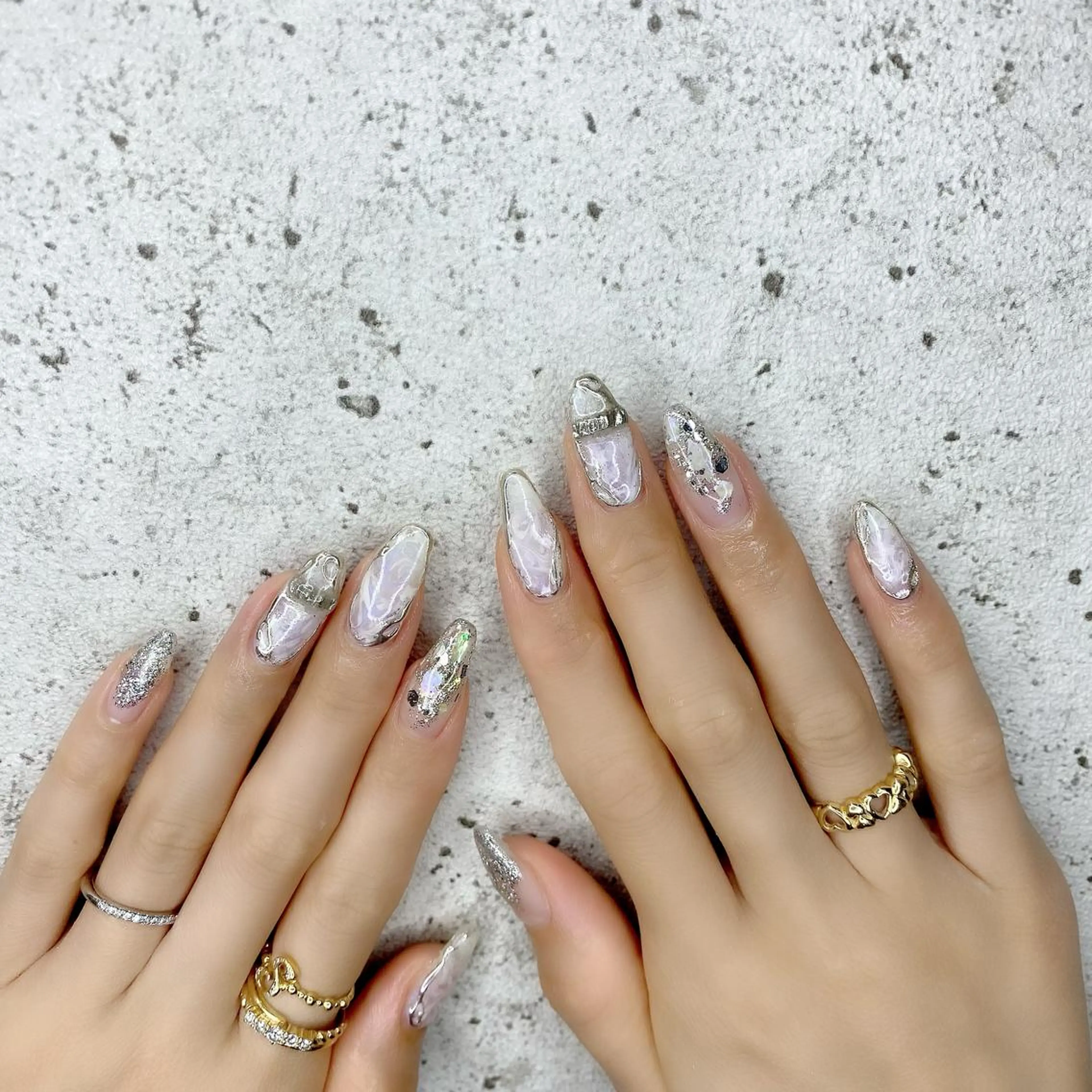 ロング カラー パーマ ヘアアレンジ メンズ キッズ ネイル マツエク・マツパ アイブロウ 結婚式・ブライダル 結婚式・ブライダル ロング アートネイル 長さ出し ハンドネイル Salon Kのネイルデザイン