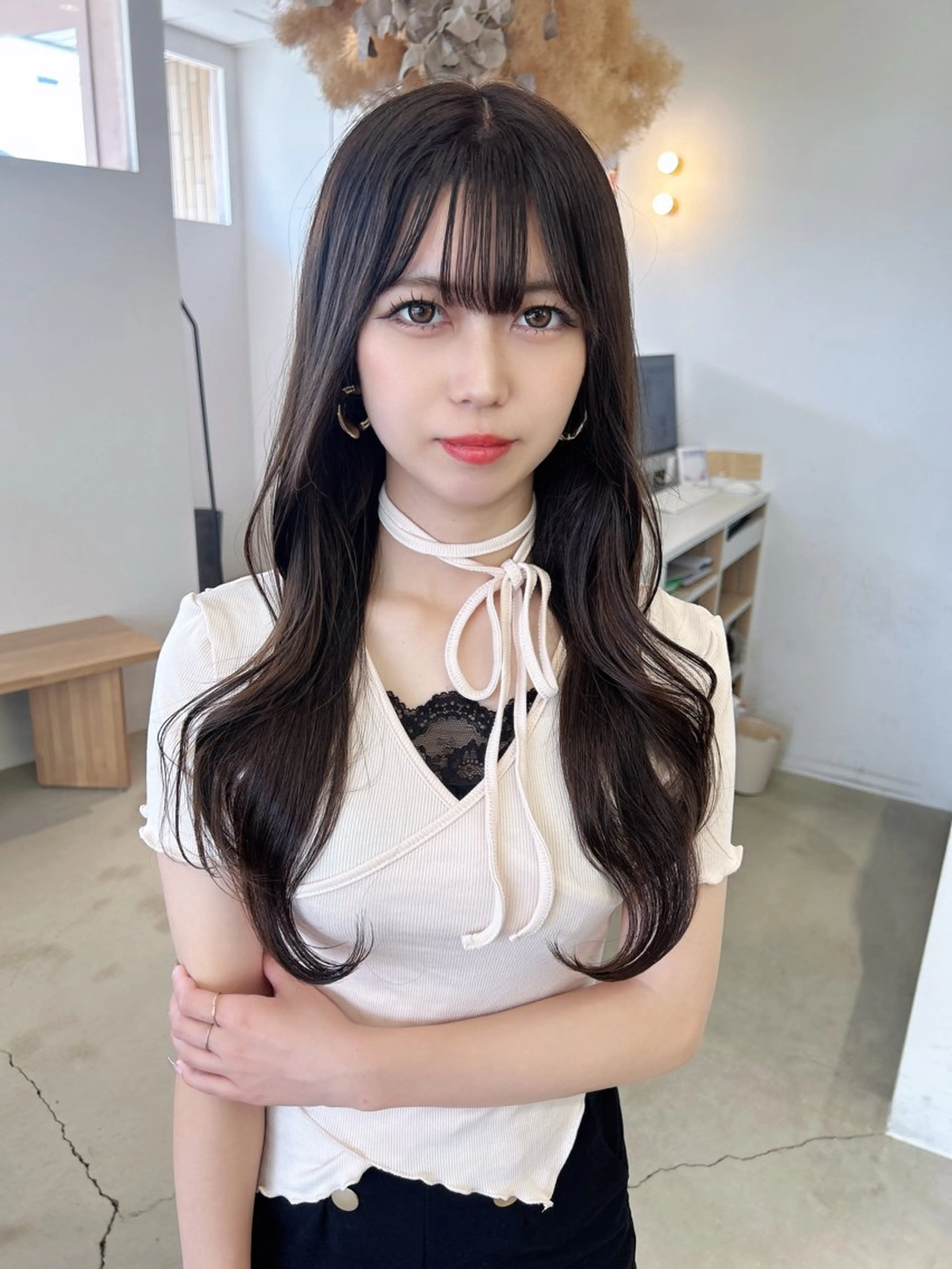 ロング カラー ロングレイヤー 髪質改善 韓国風ヘア レイヤーカット ロング カット トリートメント noa  🦋 ブリーチ/暖色のヘアスタイル