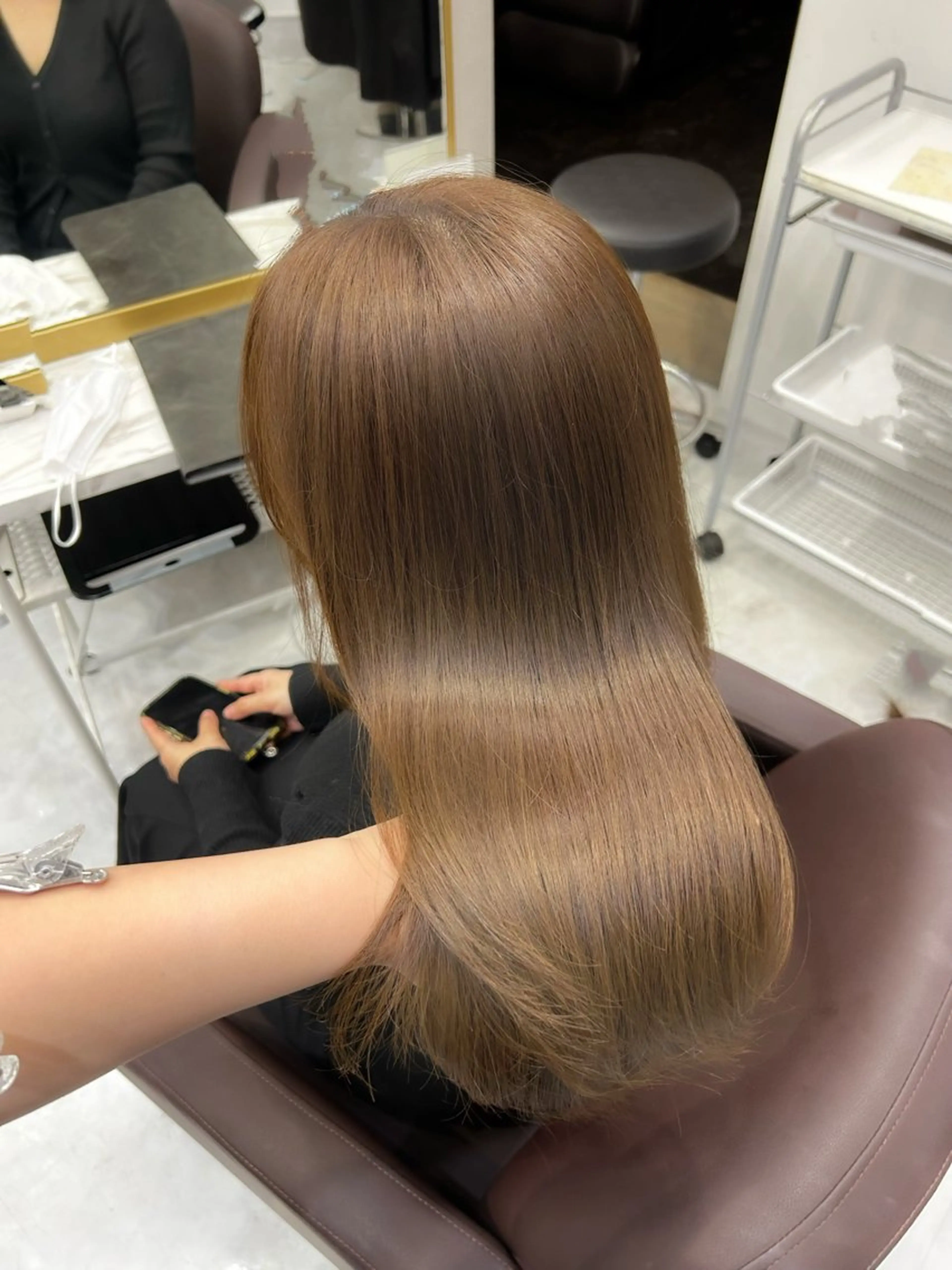 ロング カラー パーマ ヘアアレンジ メンズ ヘアカラー トリートメント ヘアセット ブリーチなしカラー/ ブラウン/レイヤーのヘアスタイル