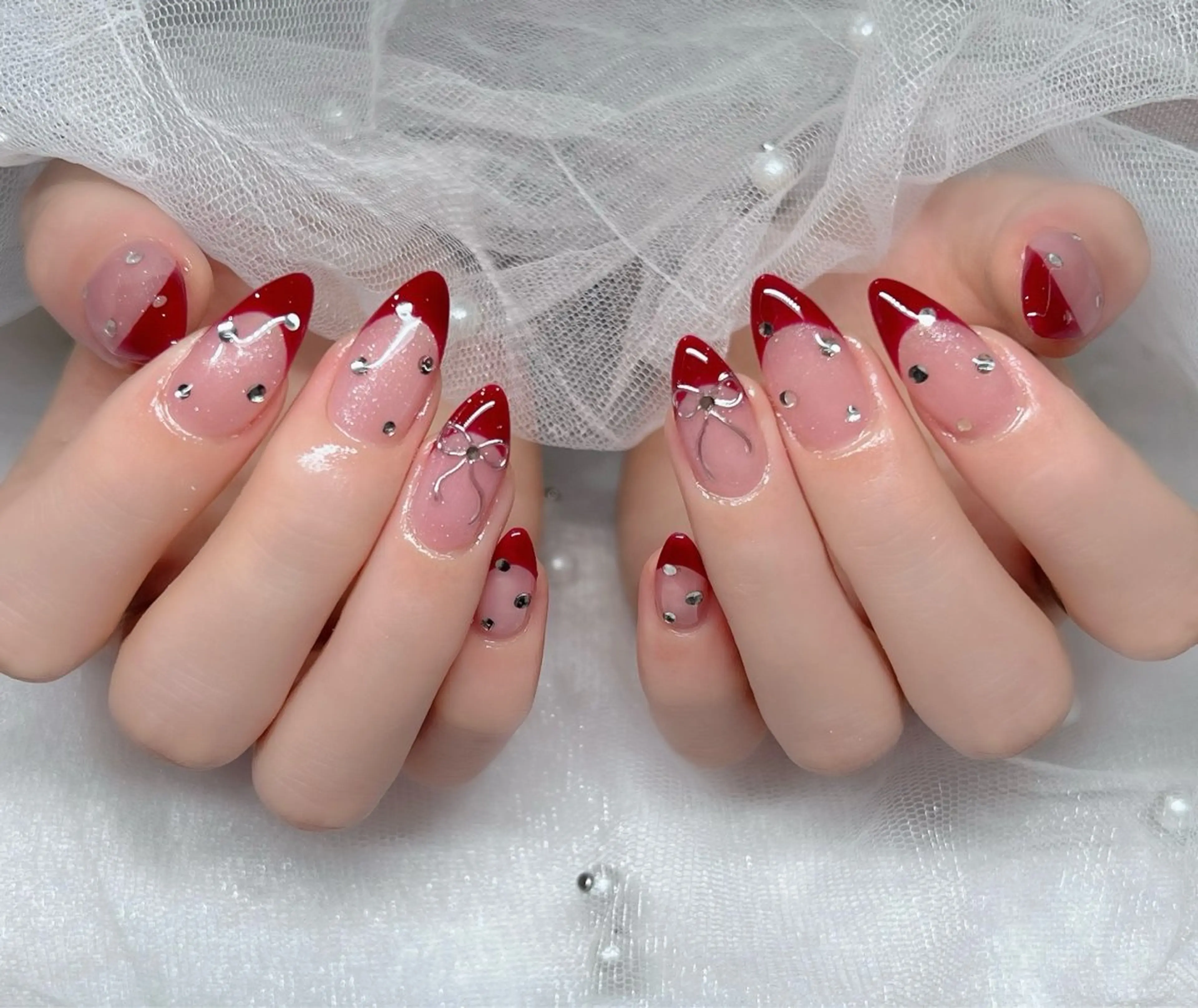 ネイル ハンドネイル 🎀PG🩵 ネイルサロンのネイルデザイン