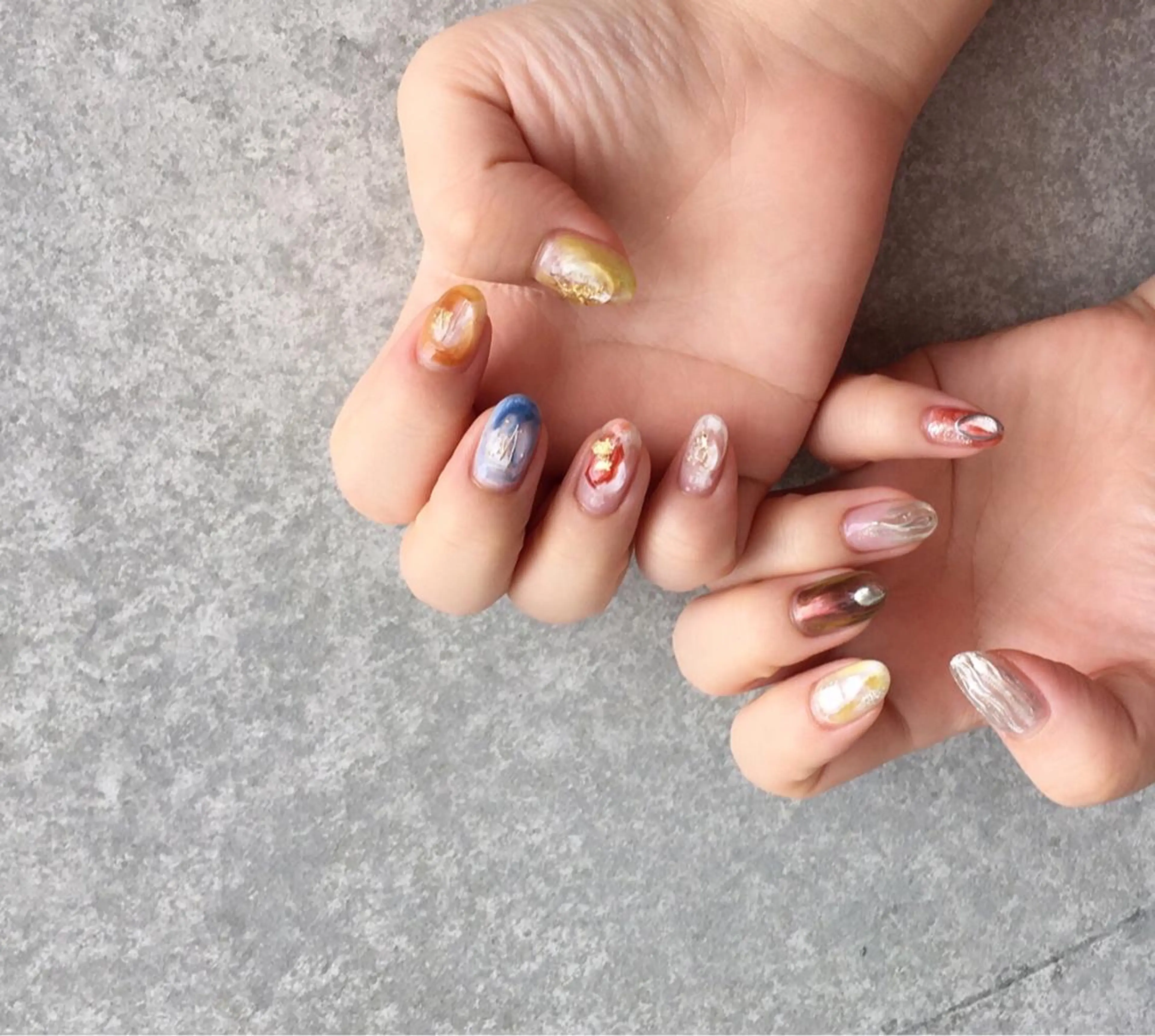 ネイル アートネイル 長さ出し ジェルネイル マットネイル ミラーネイル ハンドネイル nail salon Soeurのネイルデザイン