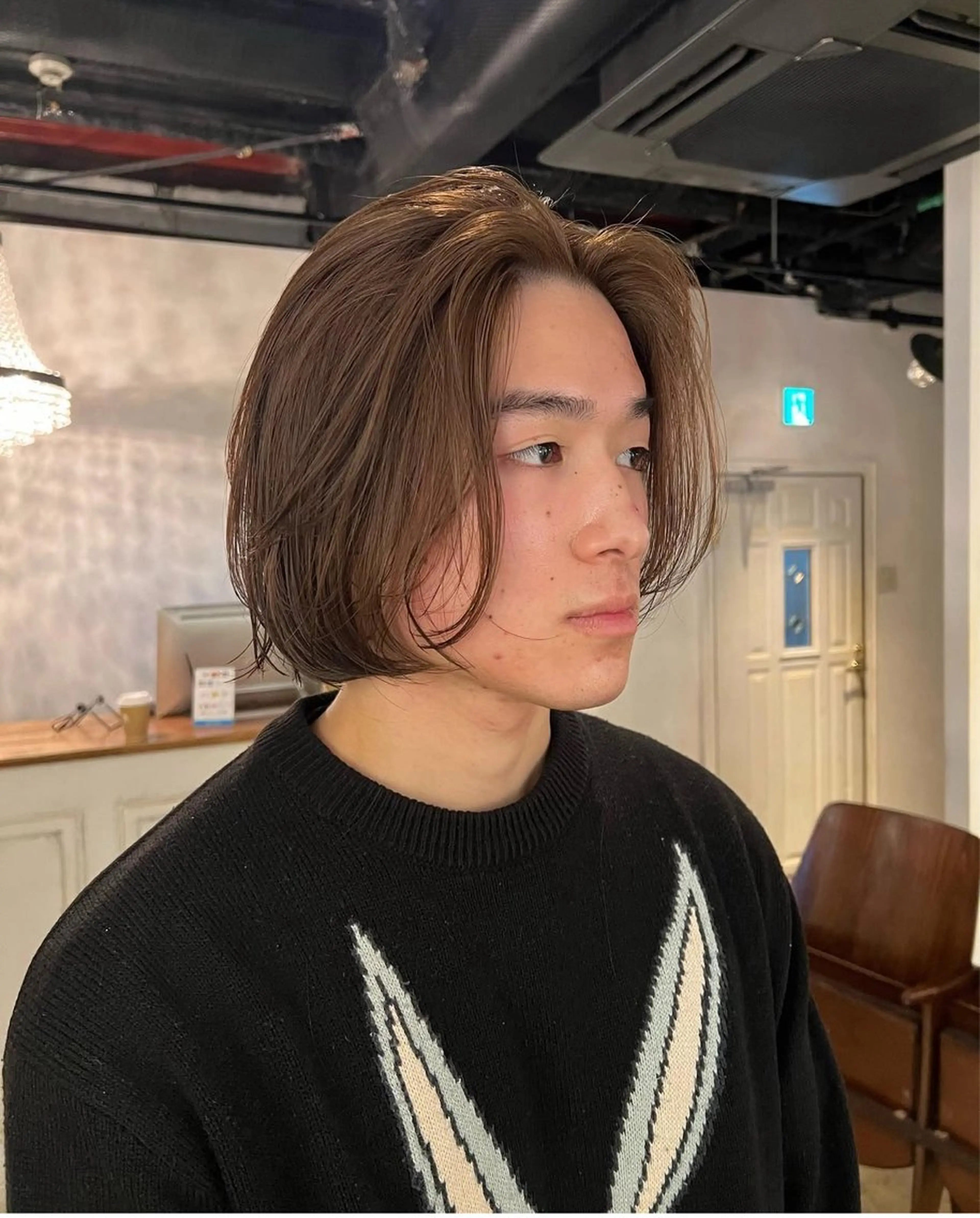 ミディアム カラー メンズ ベージュカラー ボブ カット ヘアカラー さくらい まりこのヘアスタイル