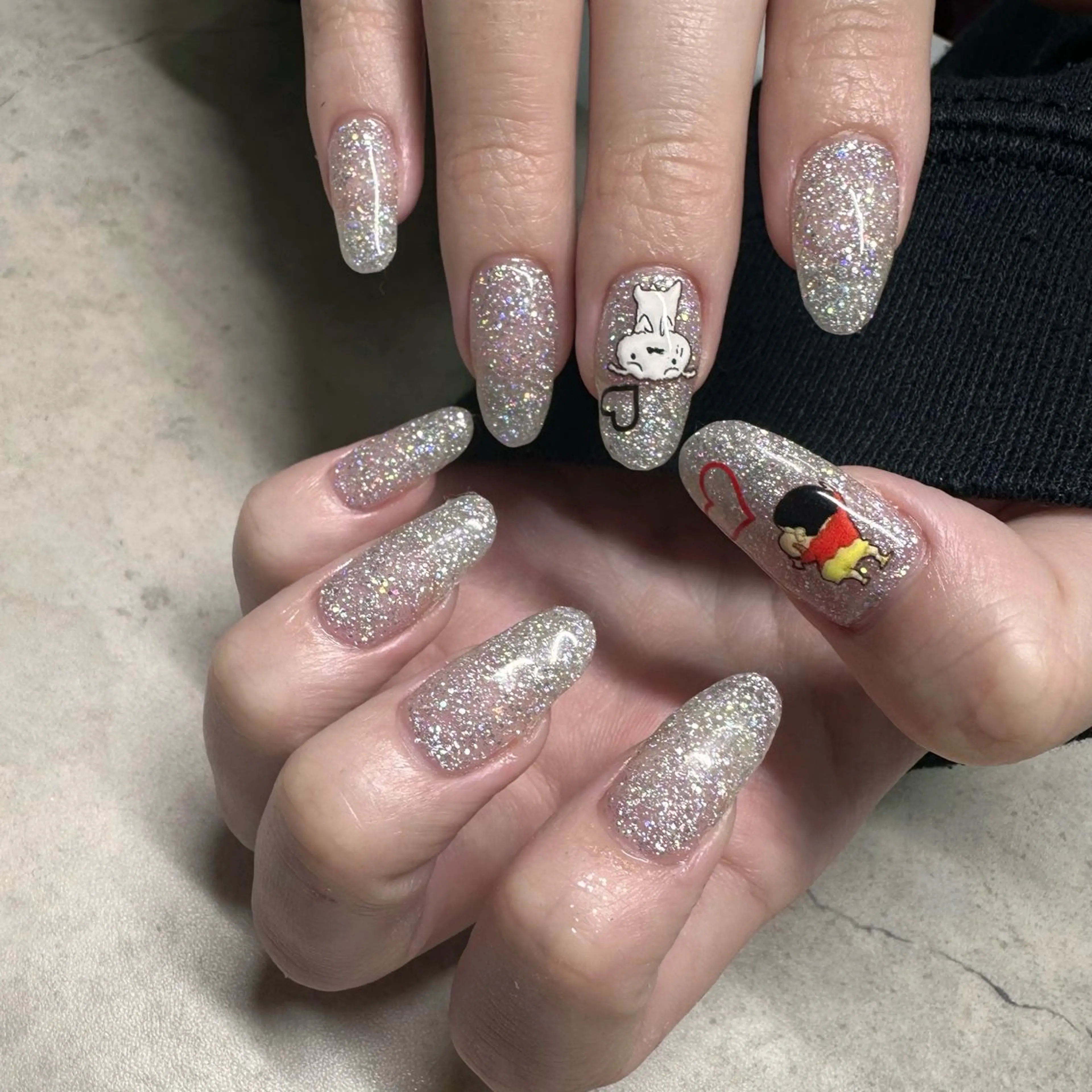 ネイル ハート ラメ(グリッター) ワンカラーネイル RaLa（ネイル&アイラッシュ）所属・🫧RaLa ⭐︎AYAKA🫧のネイルデザイン