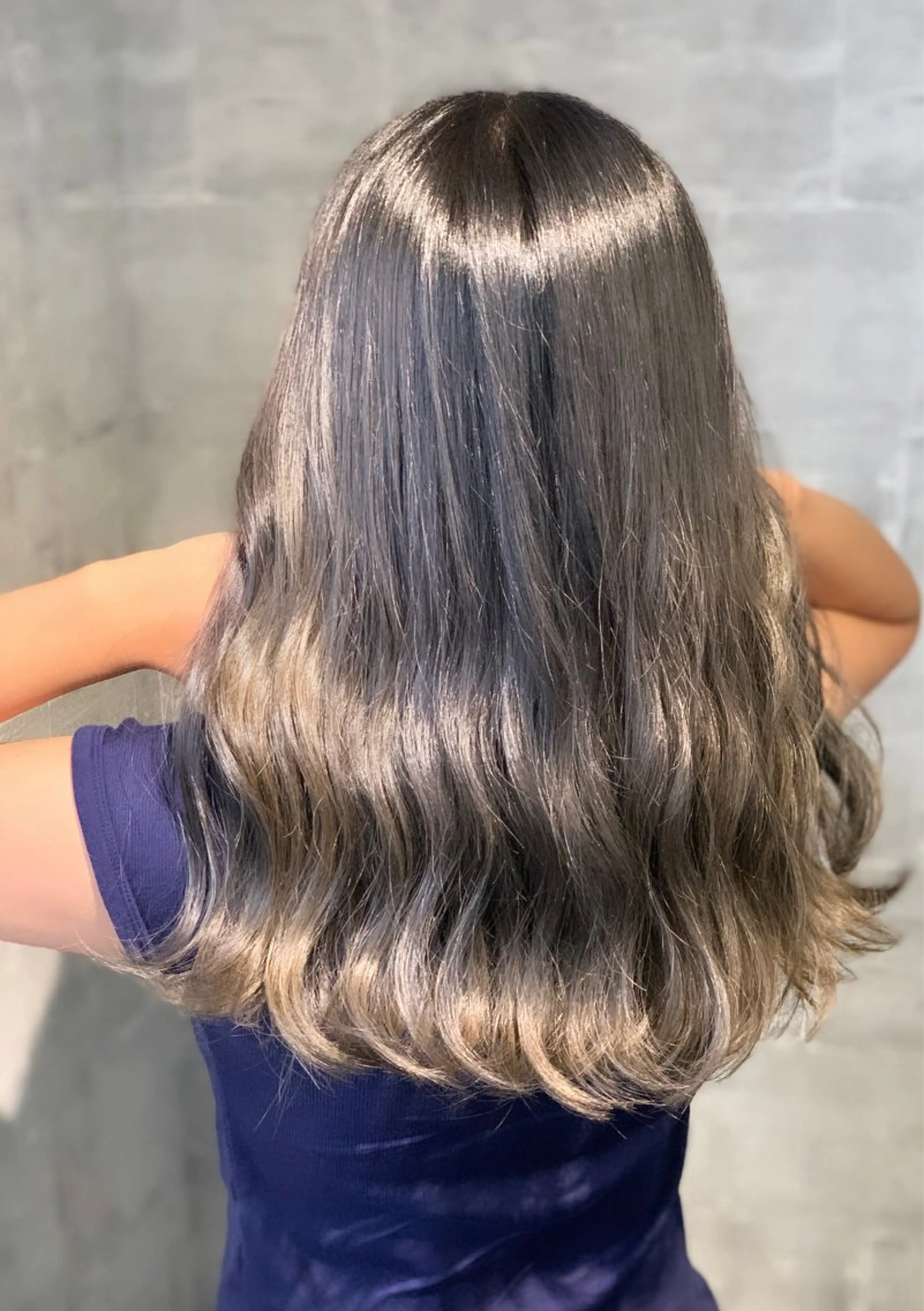 ロング ボブ 顔まわりレイヤー 顔周りカット ハイライト 韓国風ヘア ank classic hair【アンククラシックヘアー】所属・バレ、ハイライト モデル募集　齋藤祐哉のヘアスタイル