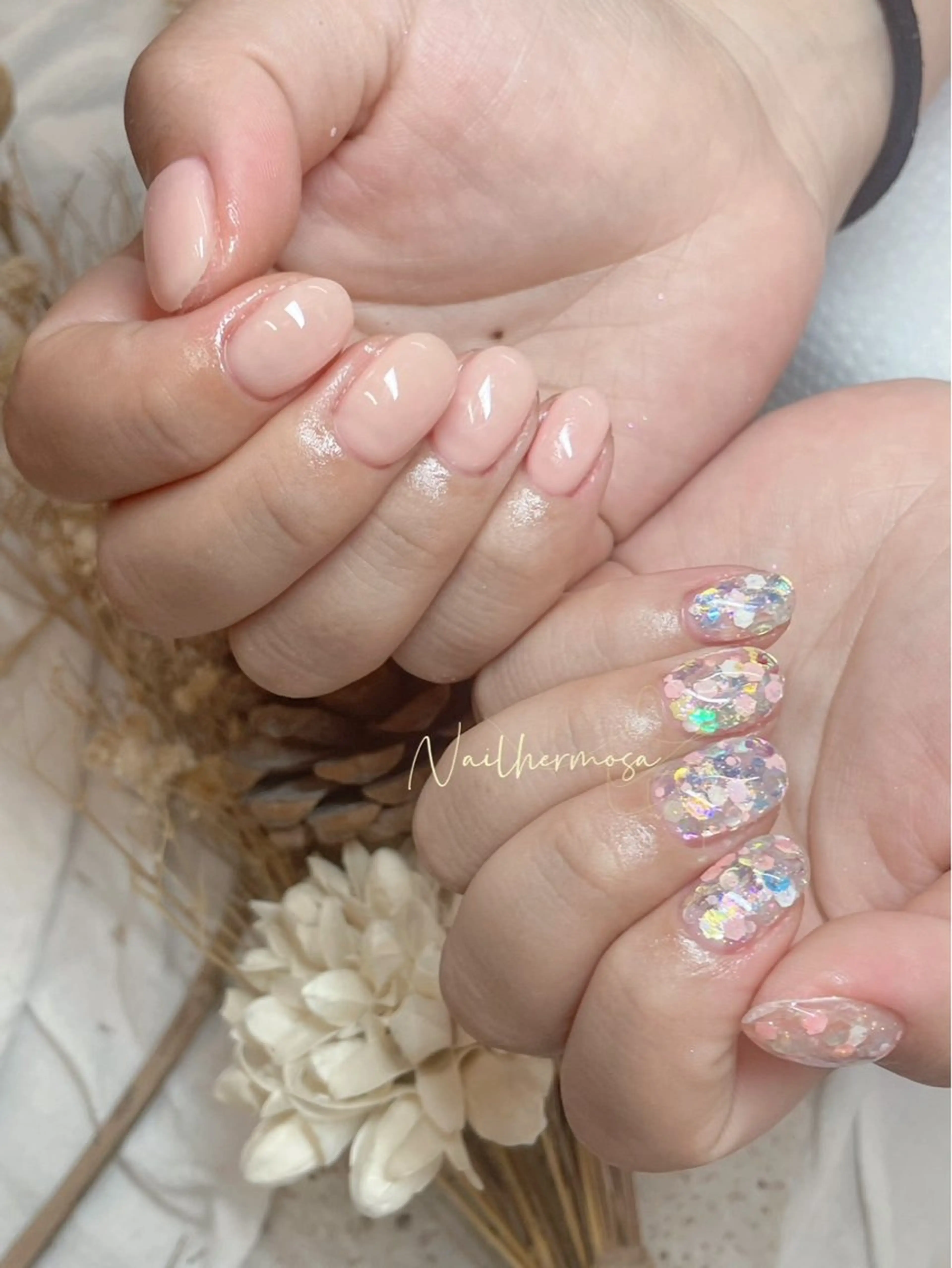 ネイル 長さ出し フラッシュネイル フットネイル ジェルネイル マグネットネイル ハンドネイル エルモサ YURIKAのネイルデザイン