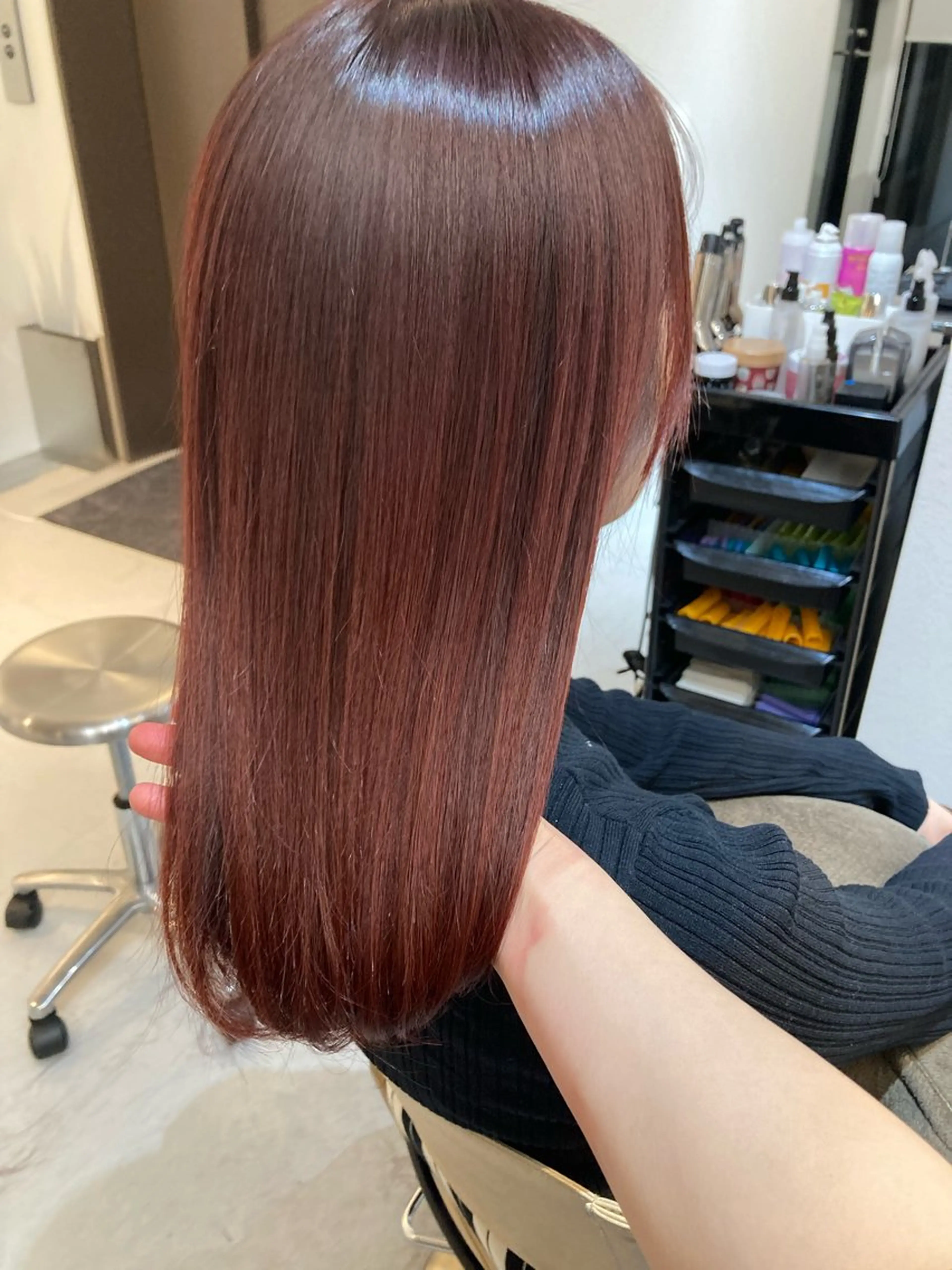 セミロング ✨色持ちの良い艶 カラー✨蟹江真世のヘアスタイル