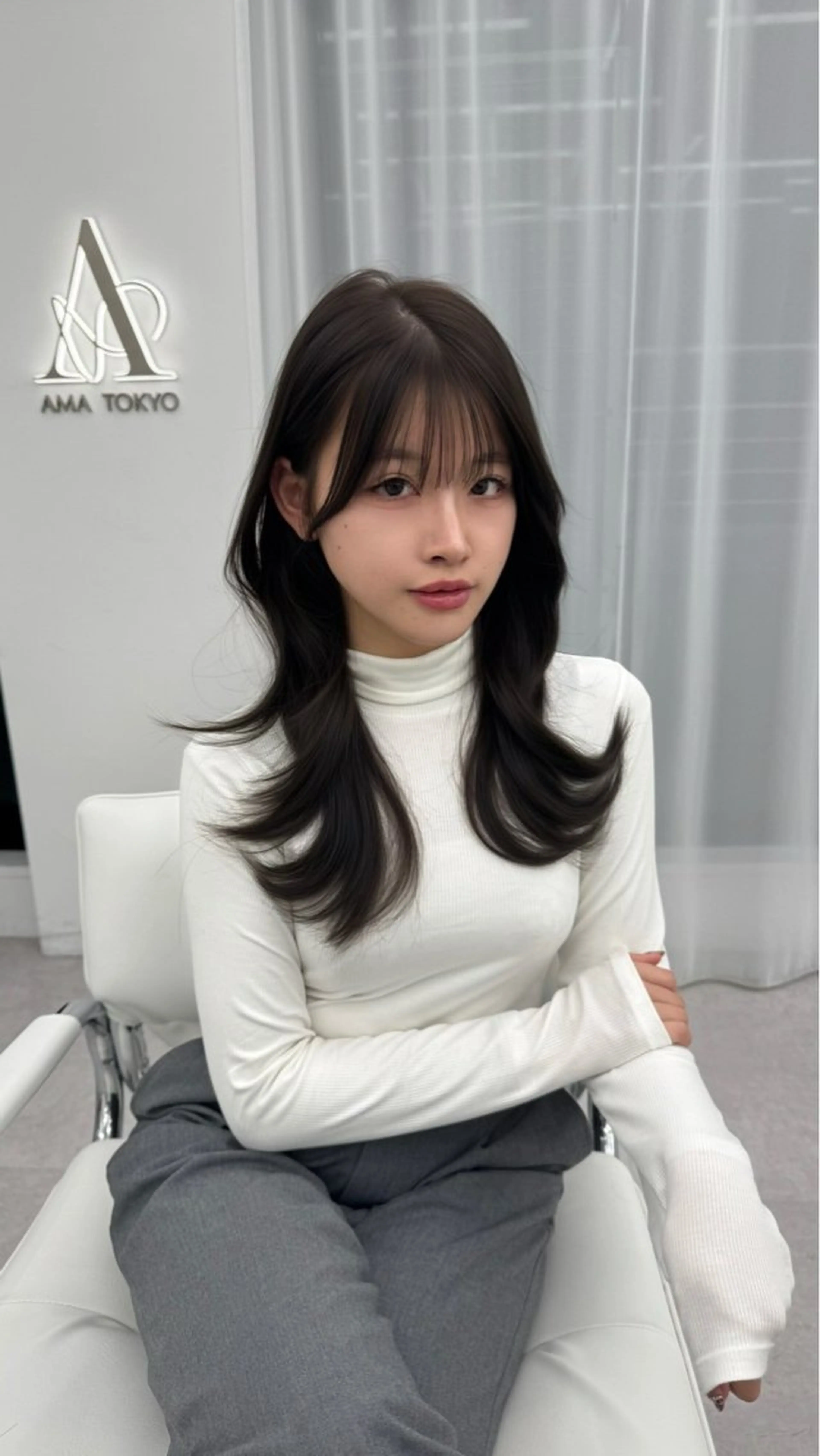 ミディアム カラー ヘアアレンジ カット ヘアカラー トリートメント 顔周り&ミディアム 特化/池袋/kokiのヘアスタイル