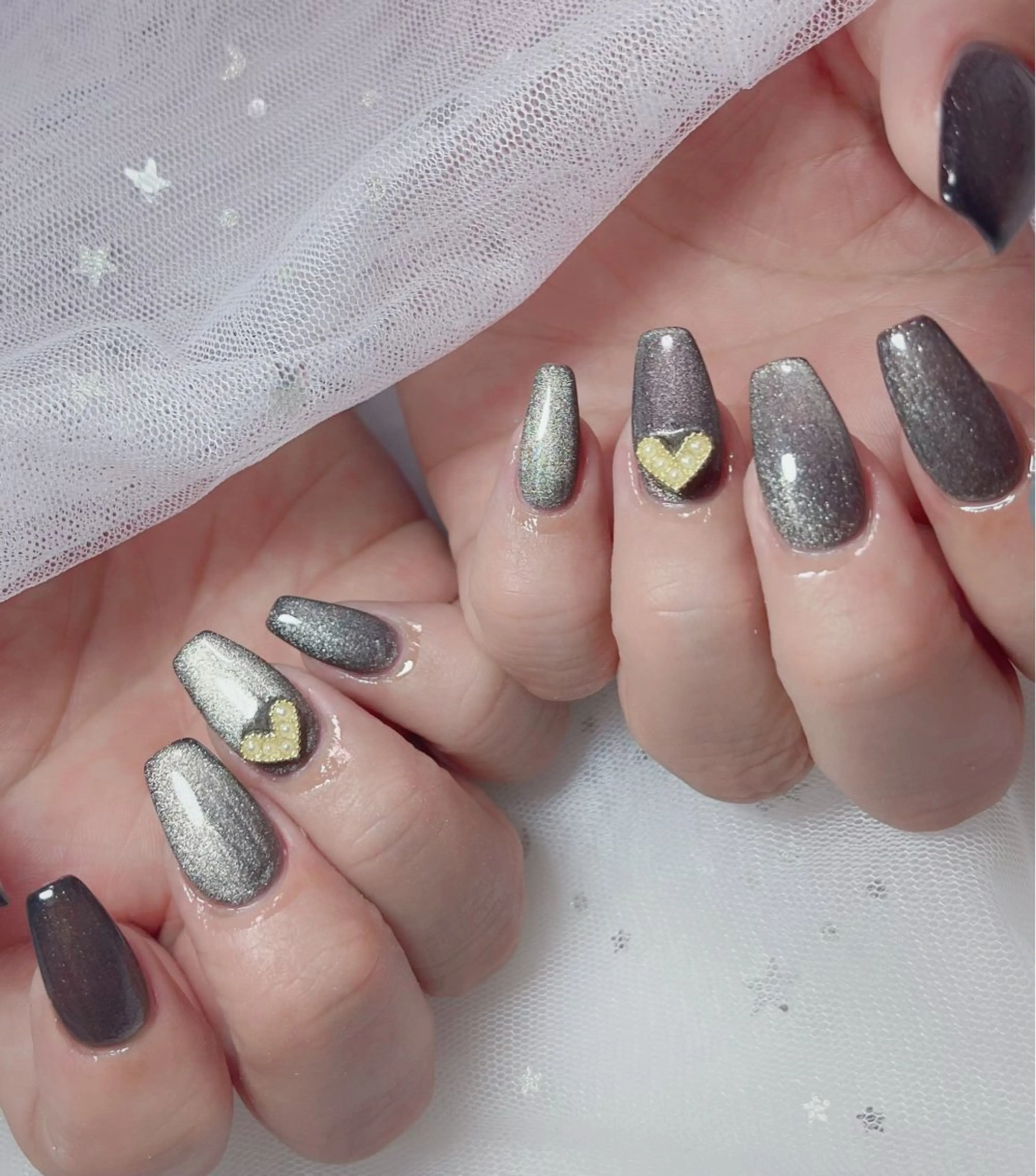 ネイル オーロラネイル 長さ出し フットネイル 韓国ネイル ラメ(グリッター) ハンドネイル 👍thumbs up nail👍のネイルデザイン