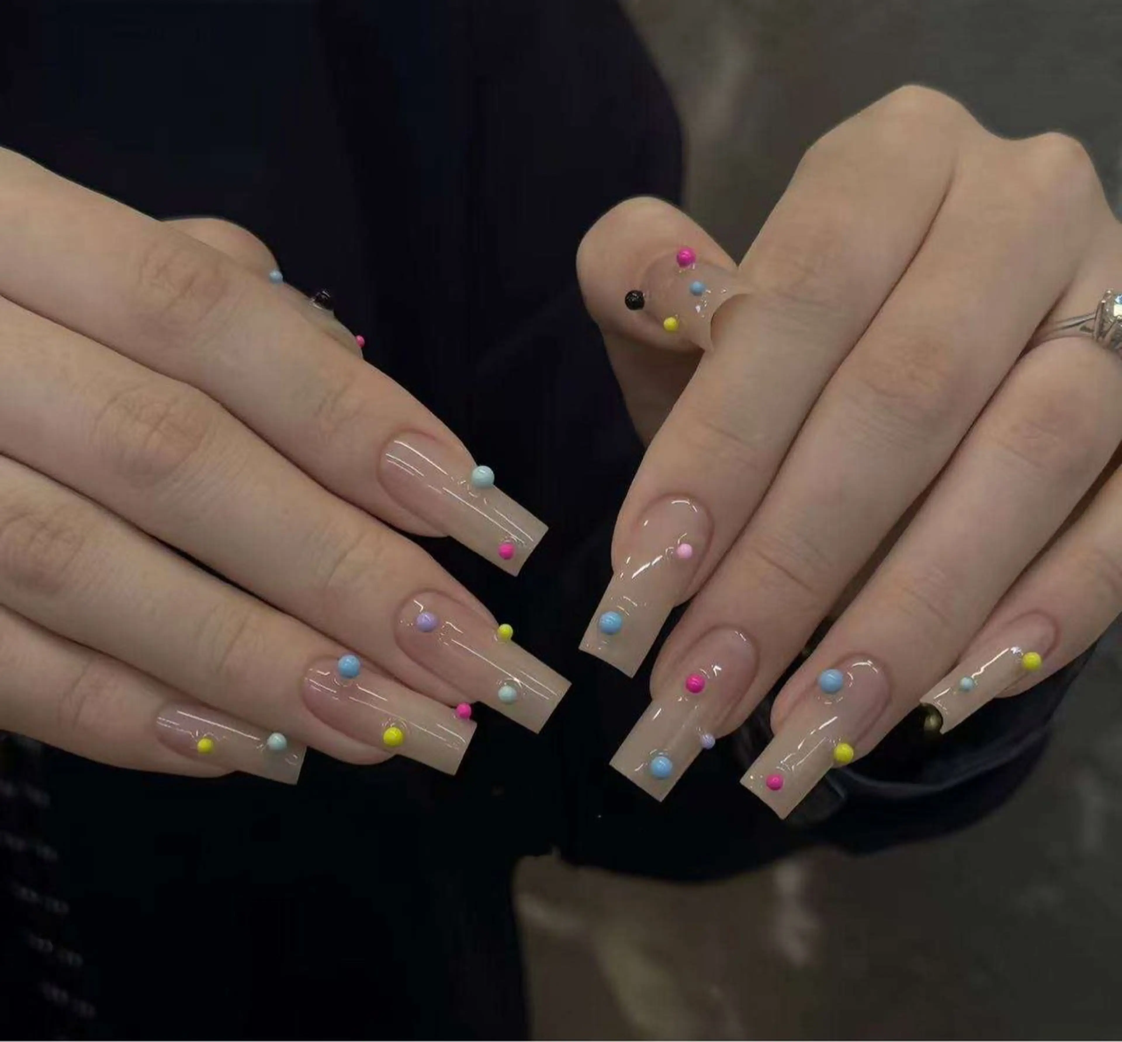 ネイル フラワーネイル フレンチネイル ジェルネイル ガラスフレンチ ハート ハンドネイル BabyYouMi ねねのネイルデザイン