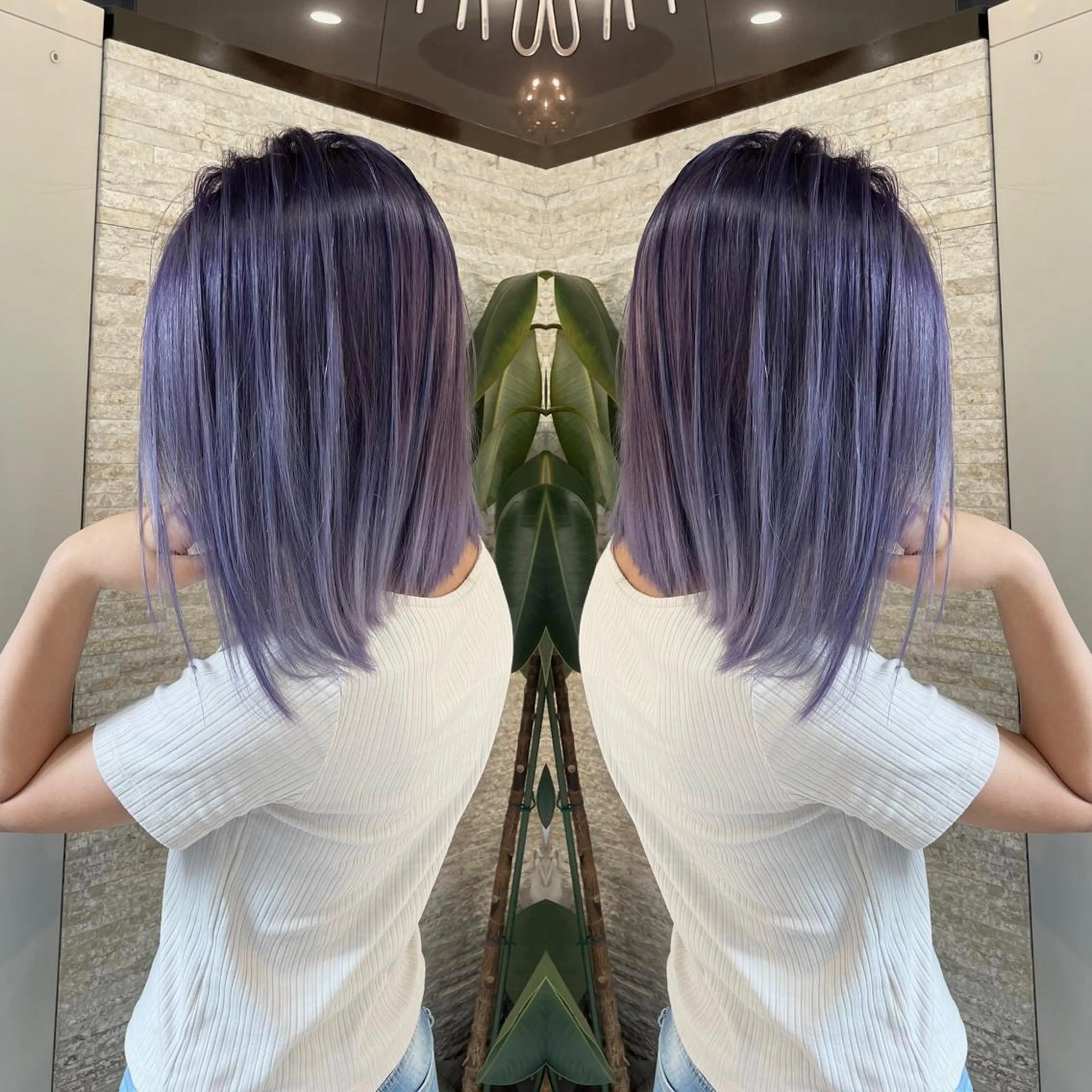 ミディアム カット ヘアカラー トリートメント Y Uのヘアスタイル