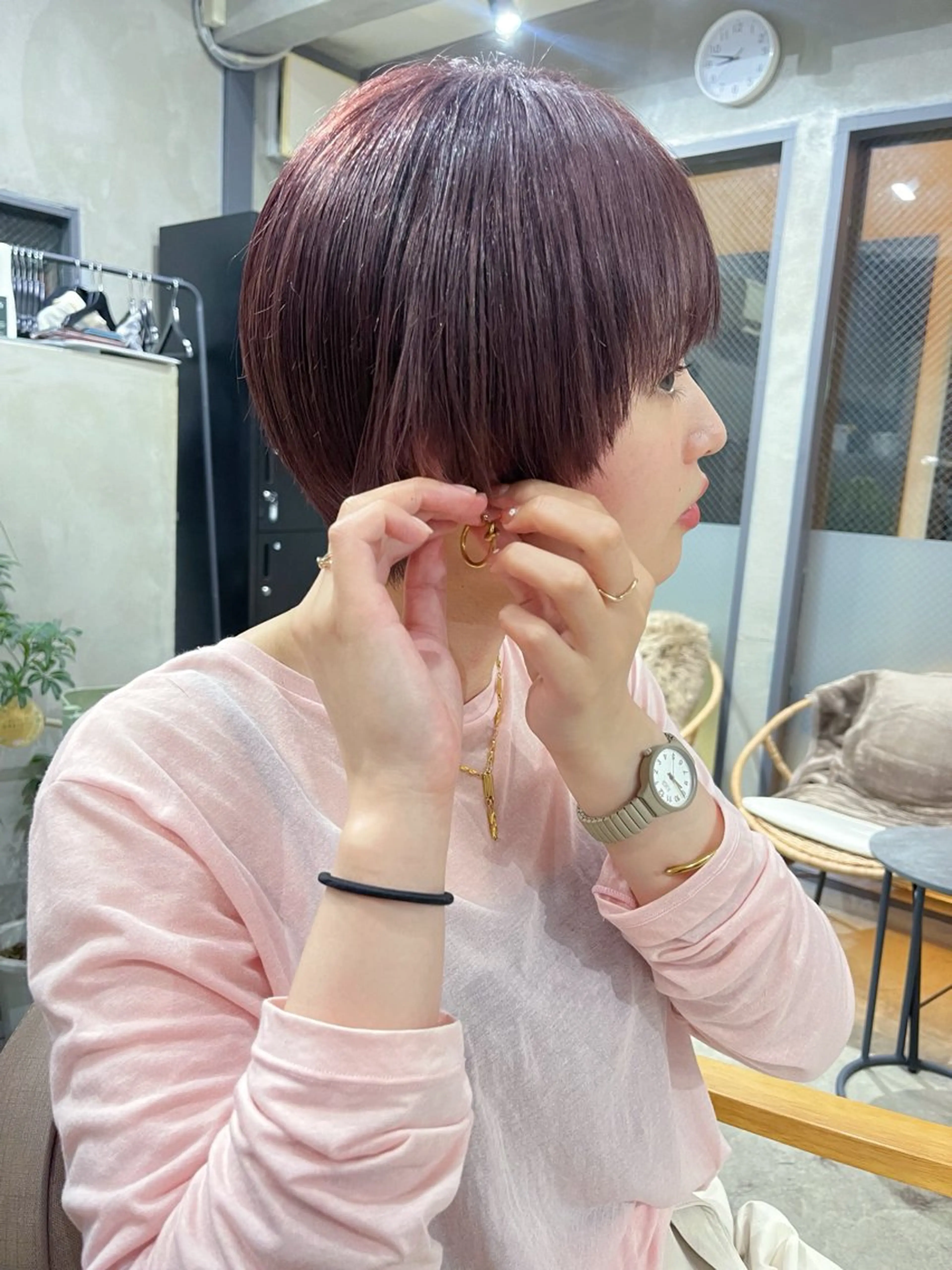 ショート カラー ラベンダーカラー ピンクカラー ピンクラベンダー ショートヘア AiM 大名　似合わせカットのヘアスタイル