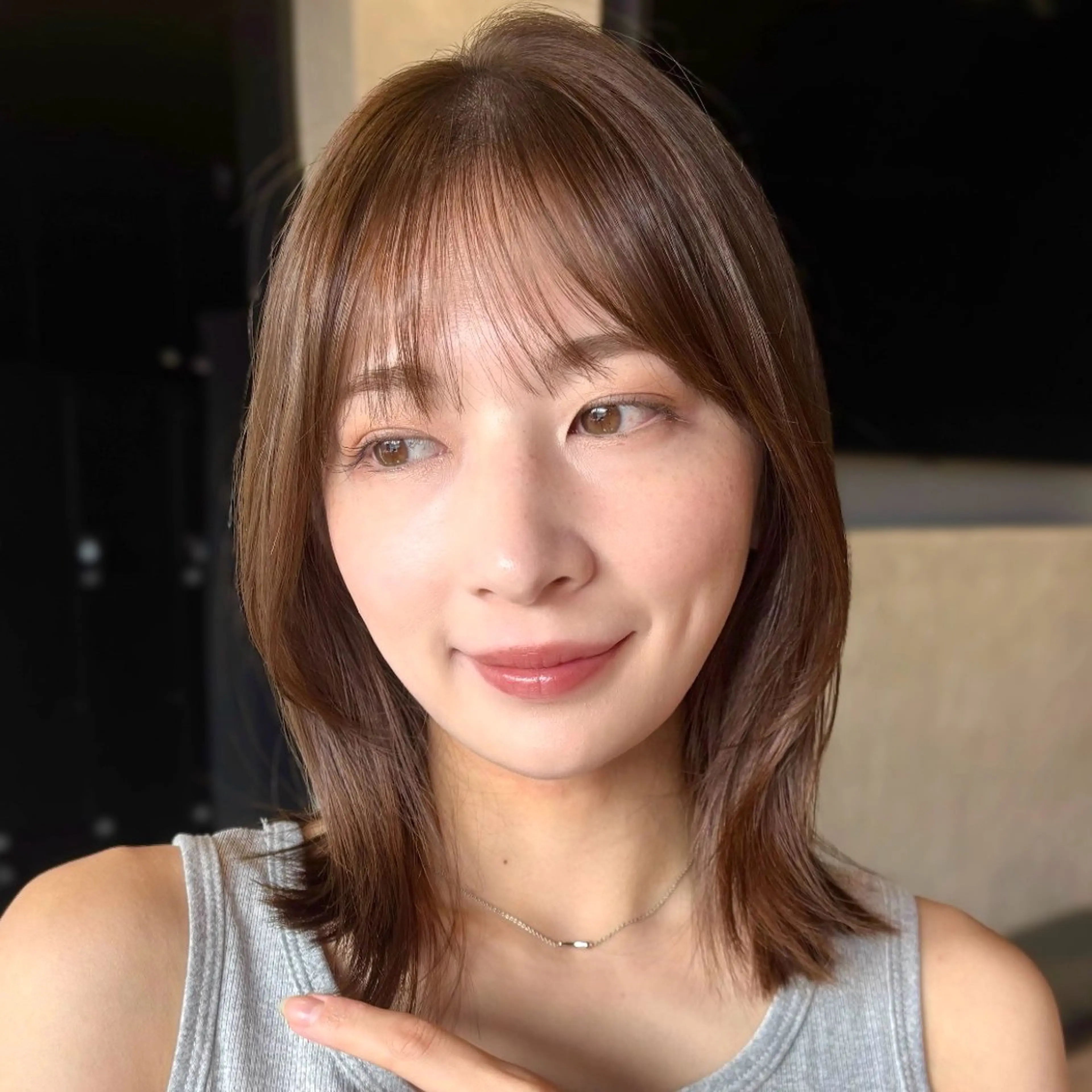 ミディアム カラー ベージュカラー ブリーチ ブリーチなしカラー 似合わせカット シースルーバング カット ヘアカラー トリートメント 顔まわり/レイヤー/ 透明感/まいな🥨のヘアスタイル