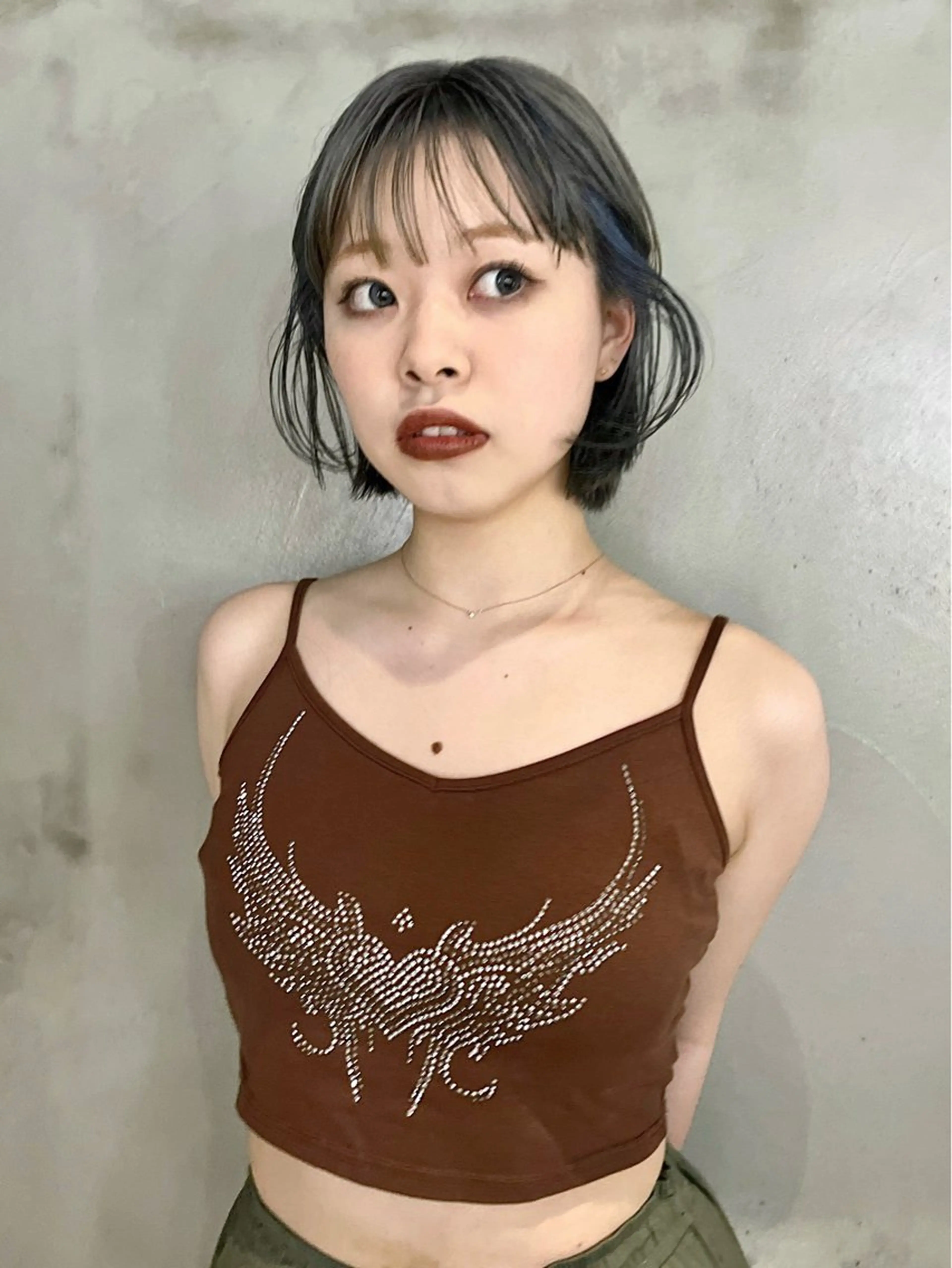 ミディアム カラー カット ヘアカラー トリートメント 田中 里奈のヘアスタイル