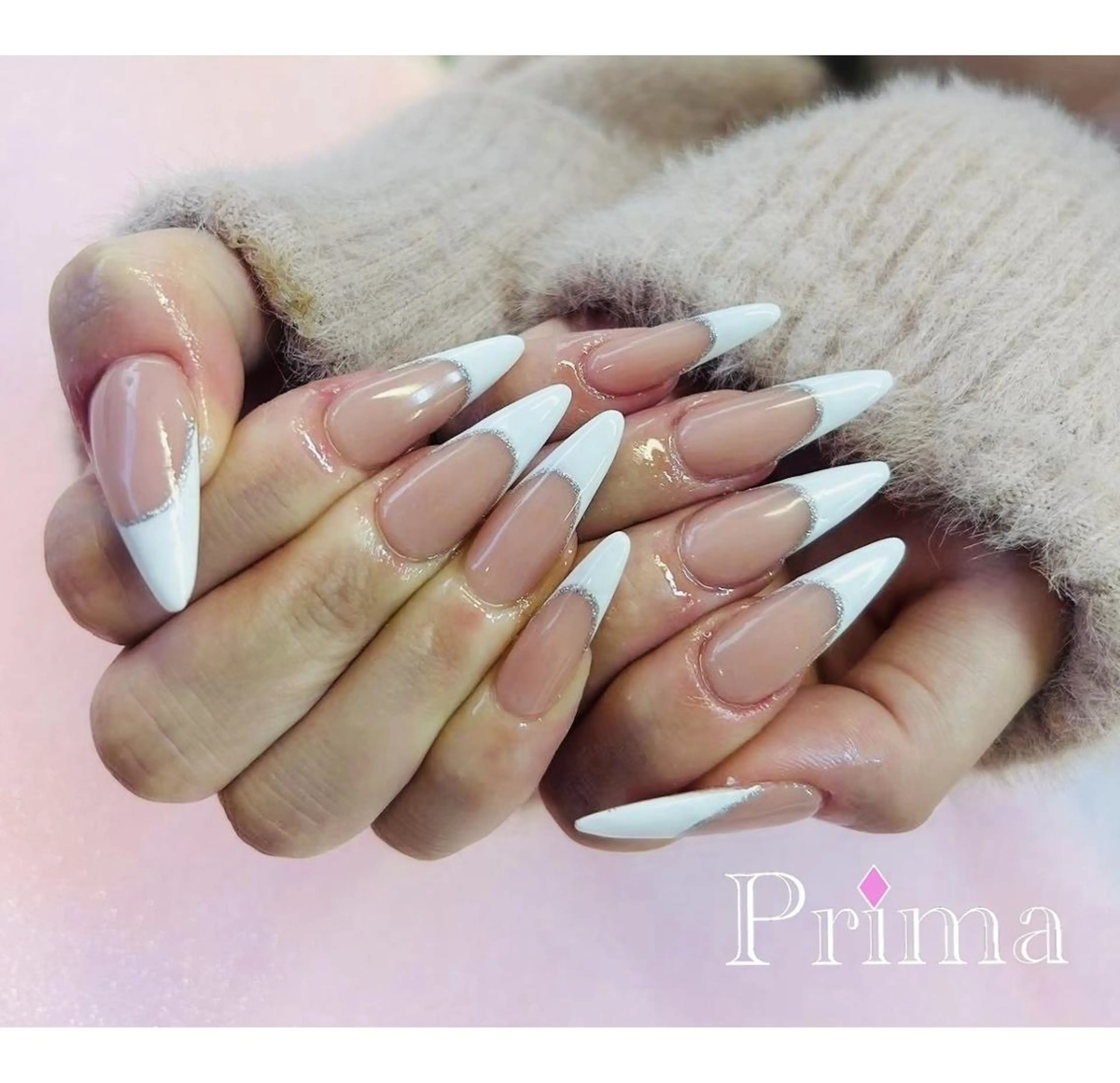 ネイル フレンチネイル スカルプネイル Prima💎 スカルプ💎アートのネイルデザイン