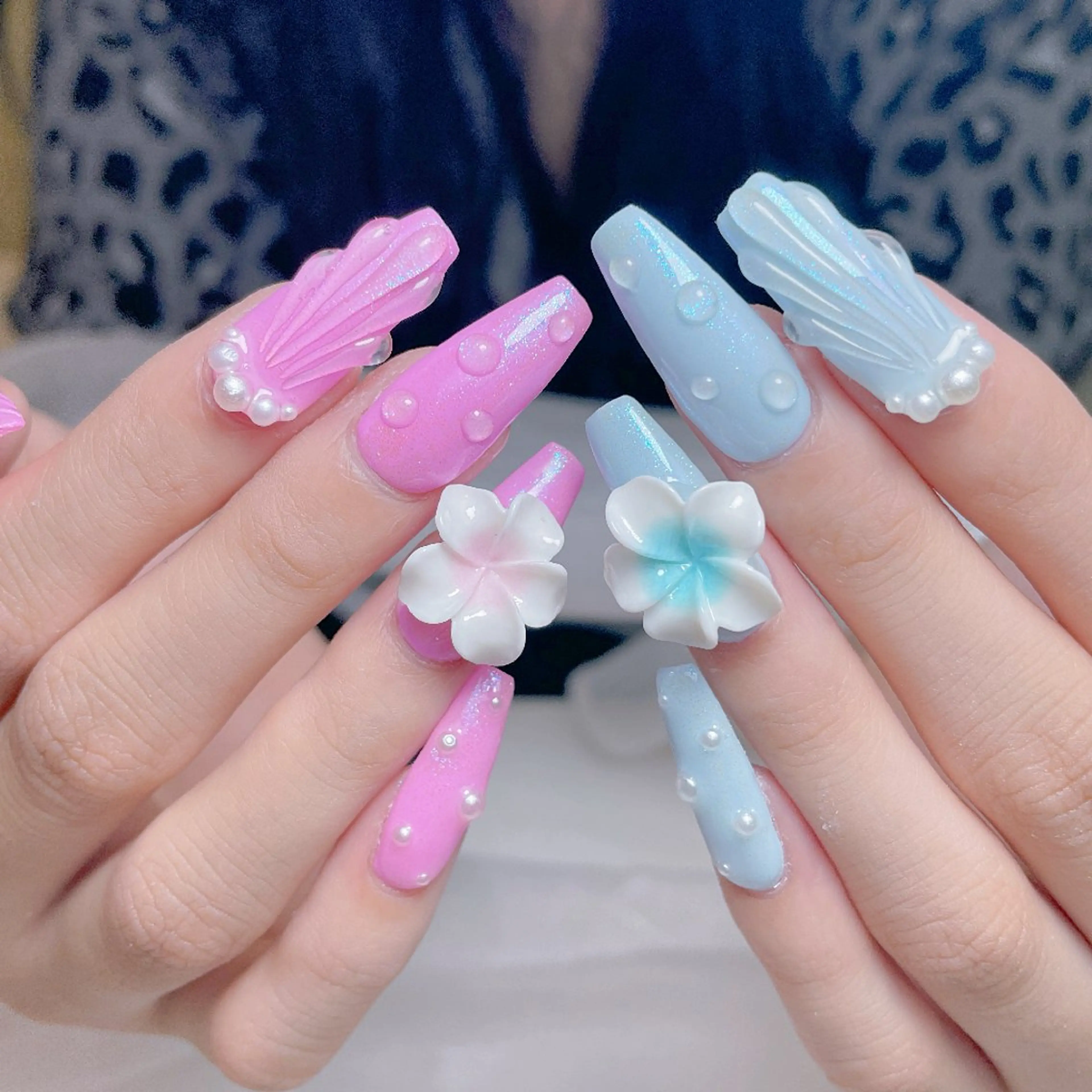 ネイル チークネイル クリアネイル ガーリー キラキラネイル 韓国ネイル princess スカルプ専門店のネイルデザイン