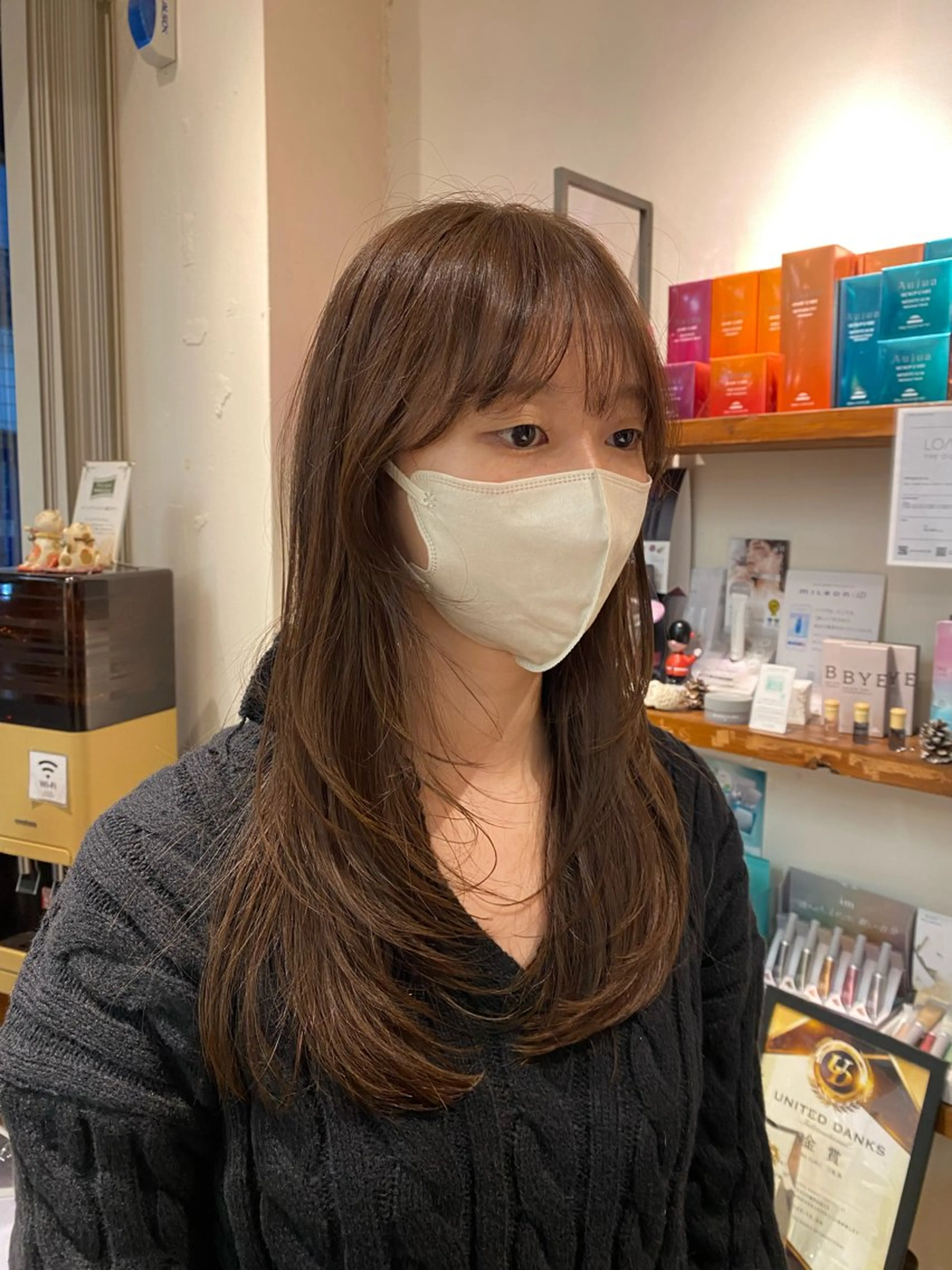 ロング カラー カット ヘアカラー ナチュラルヘア🫧 ナナミのヘアスタイル