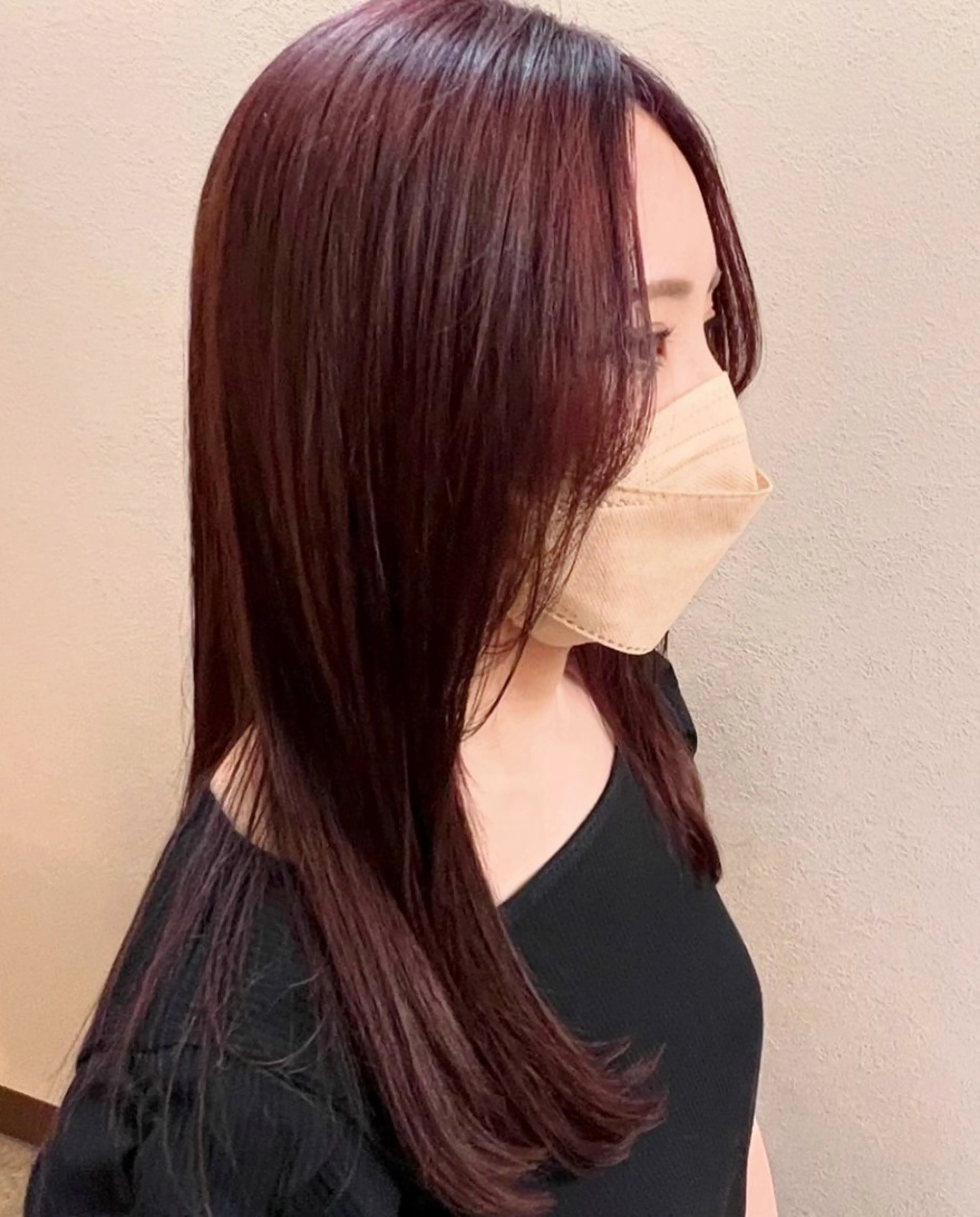 ロング カラー ブリーチ カシス ダブルカラー インナーカラー ブリーチなしカラー トリートメント 🎀垢抜け韓国ヘア/ 髪質改善/透明感🎀のヘアスタイル