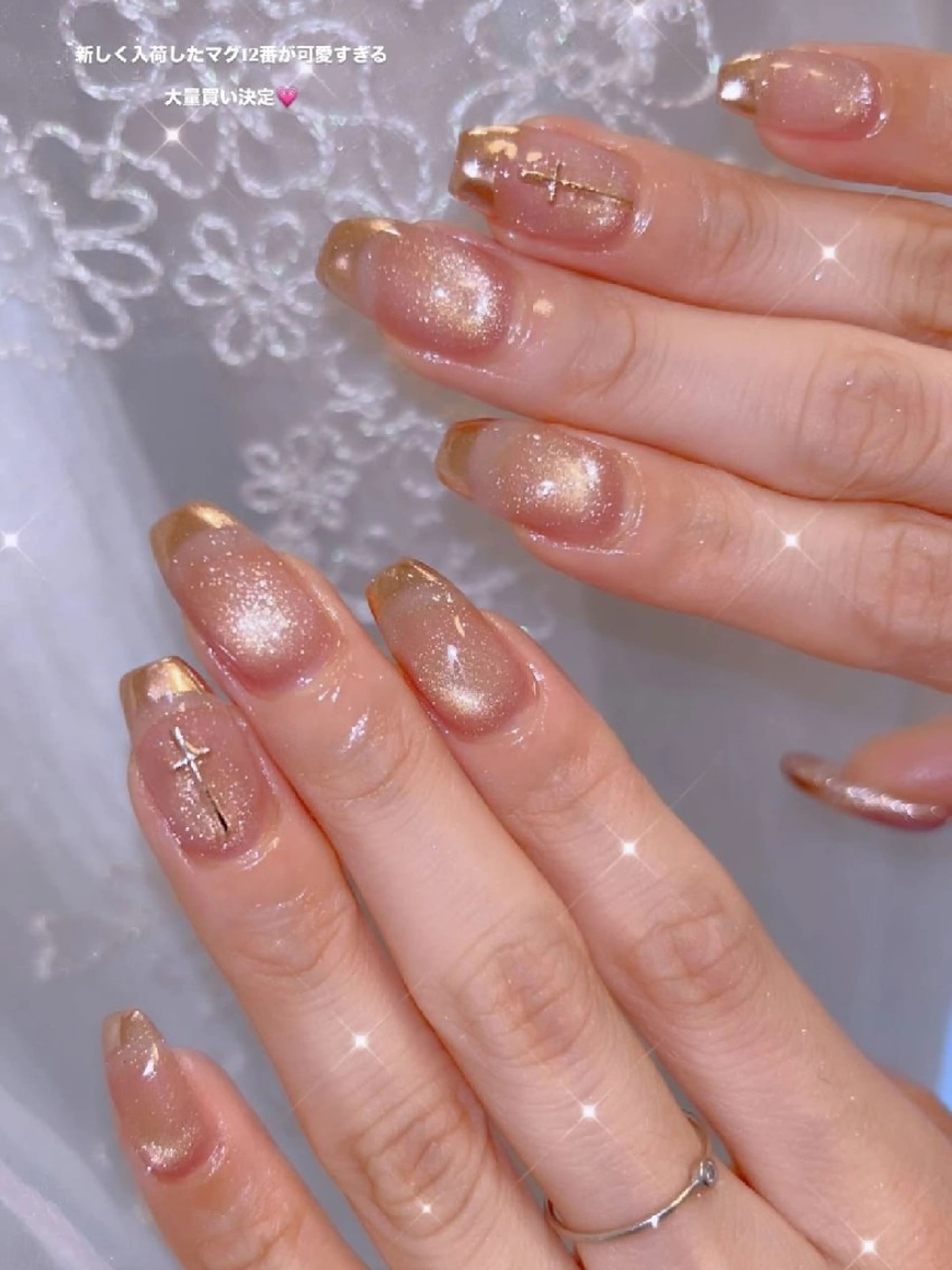 ネイル 長さ出し ジェルネイル 韓国ネイル マグネットネイル ニュアンスネイル ハンドネイル I LOVE ME  NAIL.｡.:*♡のネイルデザイン
