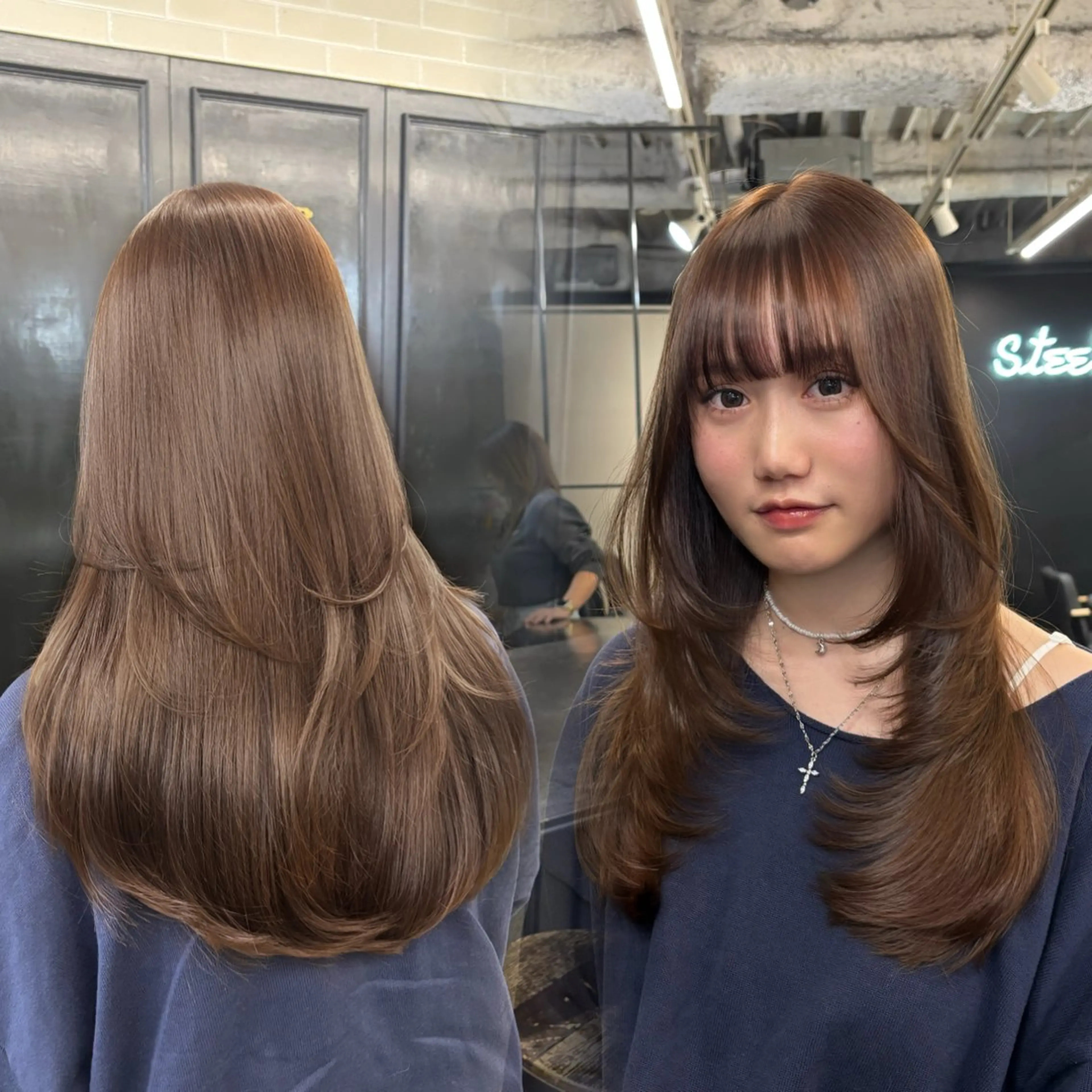 ロング カラー ヘアカラー トリートメント オリーブベージュ 🫒🩶Rianaのヘアスタイル