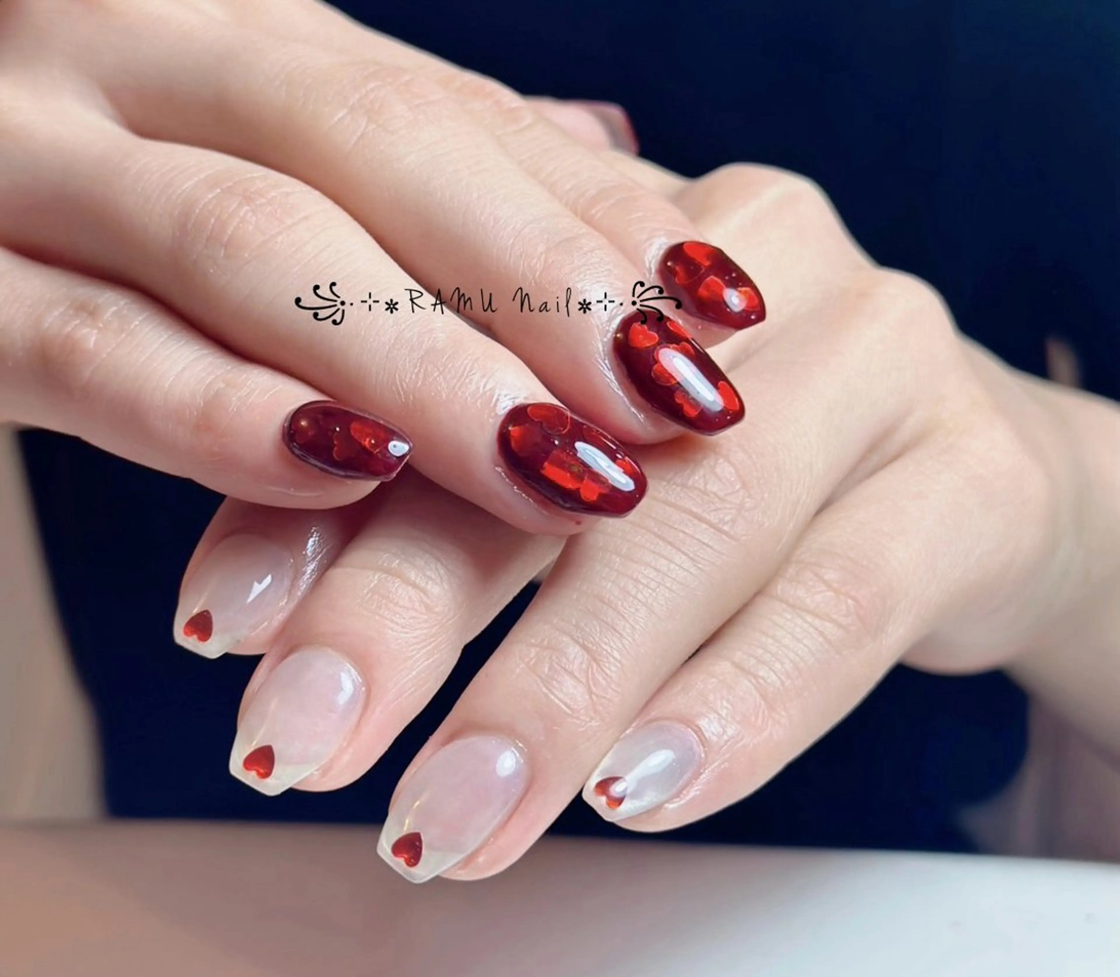 ネイル フレンチネイル 韓国ネイル シンプルネイル ネイルチップ ワンホンネイル RAMU Nail 恵比寿店のネイルデザイン