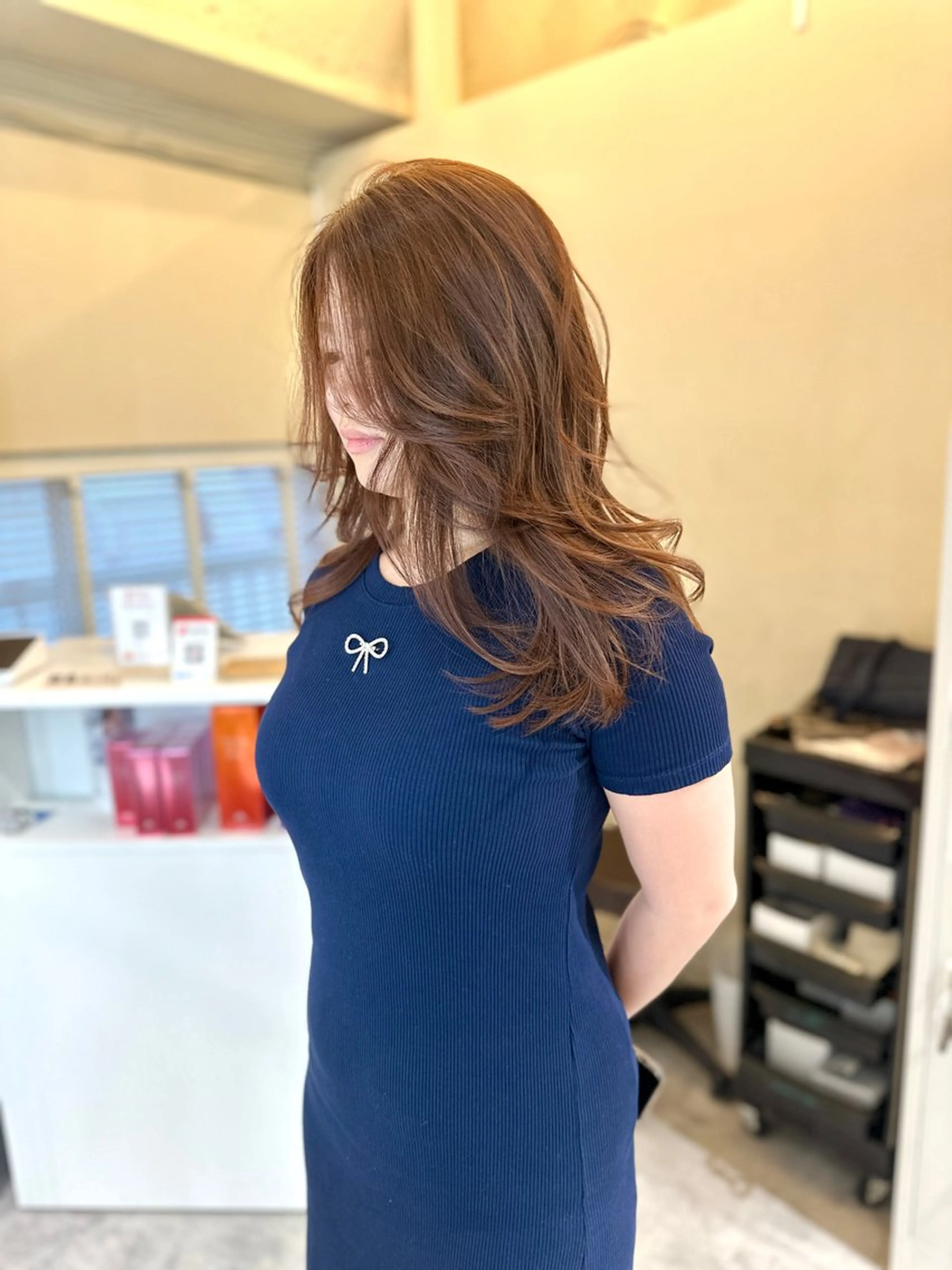 ロング カラー アディクシーカラー バレイヤージュ ブリーチ デザインカラー ダブルカラー カット ヘアカラー トリートメント opus 店長大和 レイヤー/赤み消しのヘアスタイル