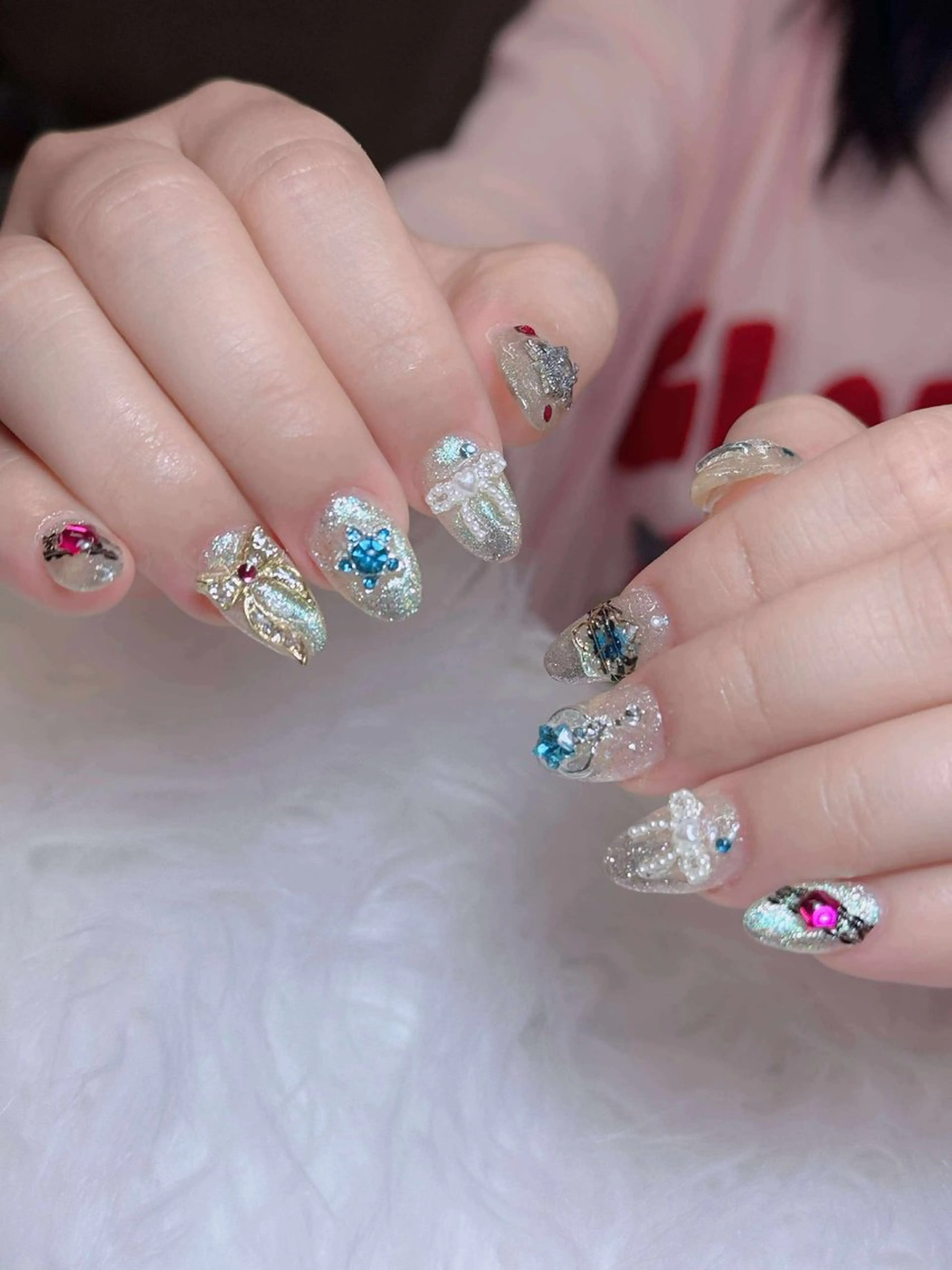 ネイル オーロラネイル チークネイル フットネイル フレンチネイル 韓国ネイル ハンドネイル Lumi Nail 新大久保3‘のネイルデザイン