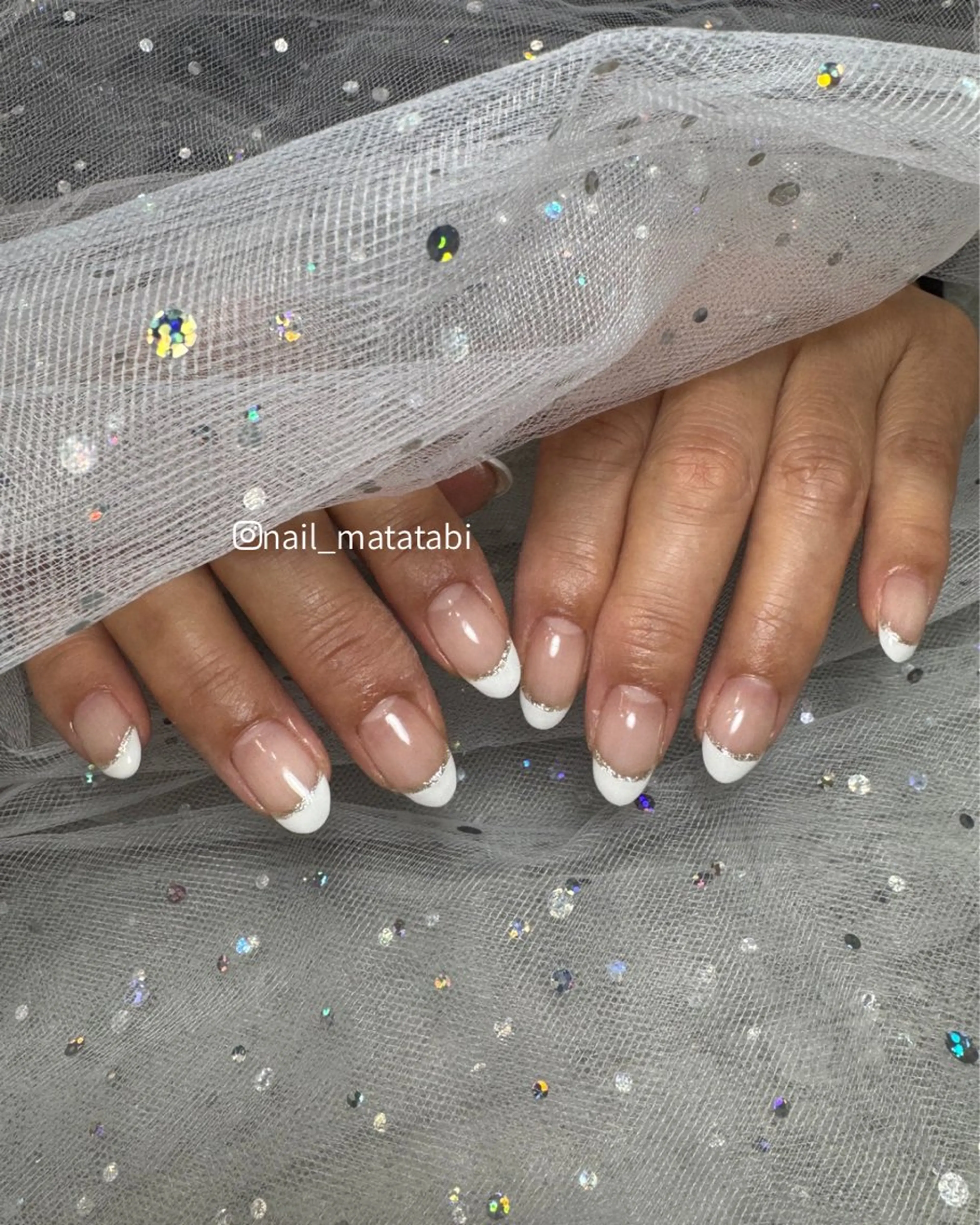 ネイル フレンチネイル ラメ(グリッター) ハンドネイル MATATABI. kumiのネイルデザイン