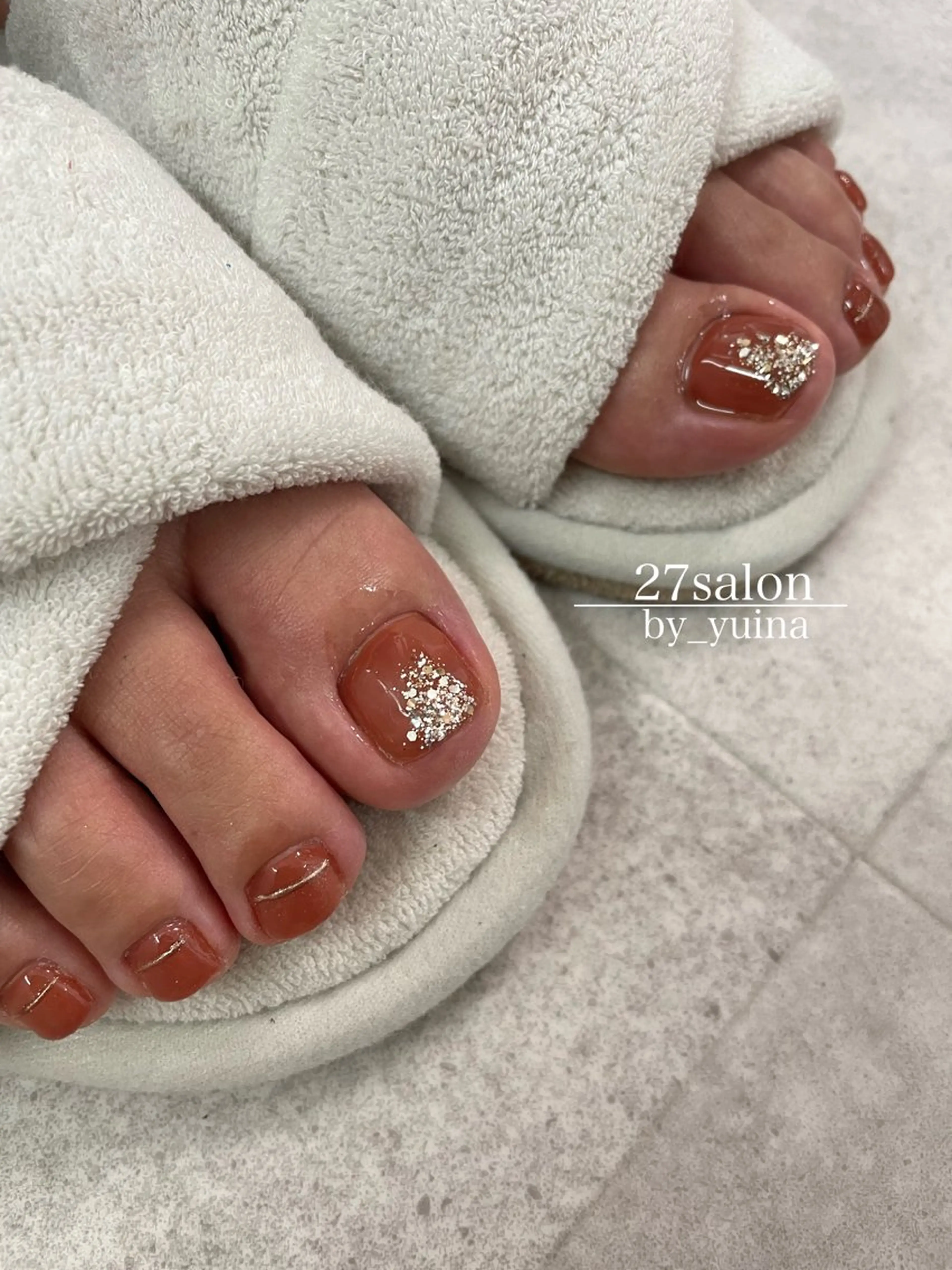 ネイル フットネイル オレンジ フットネイル 27salon yuinaのネイルデザイン