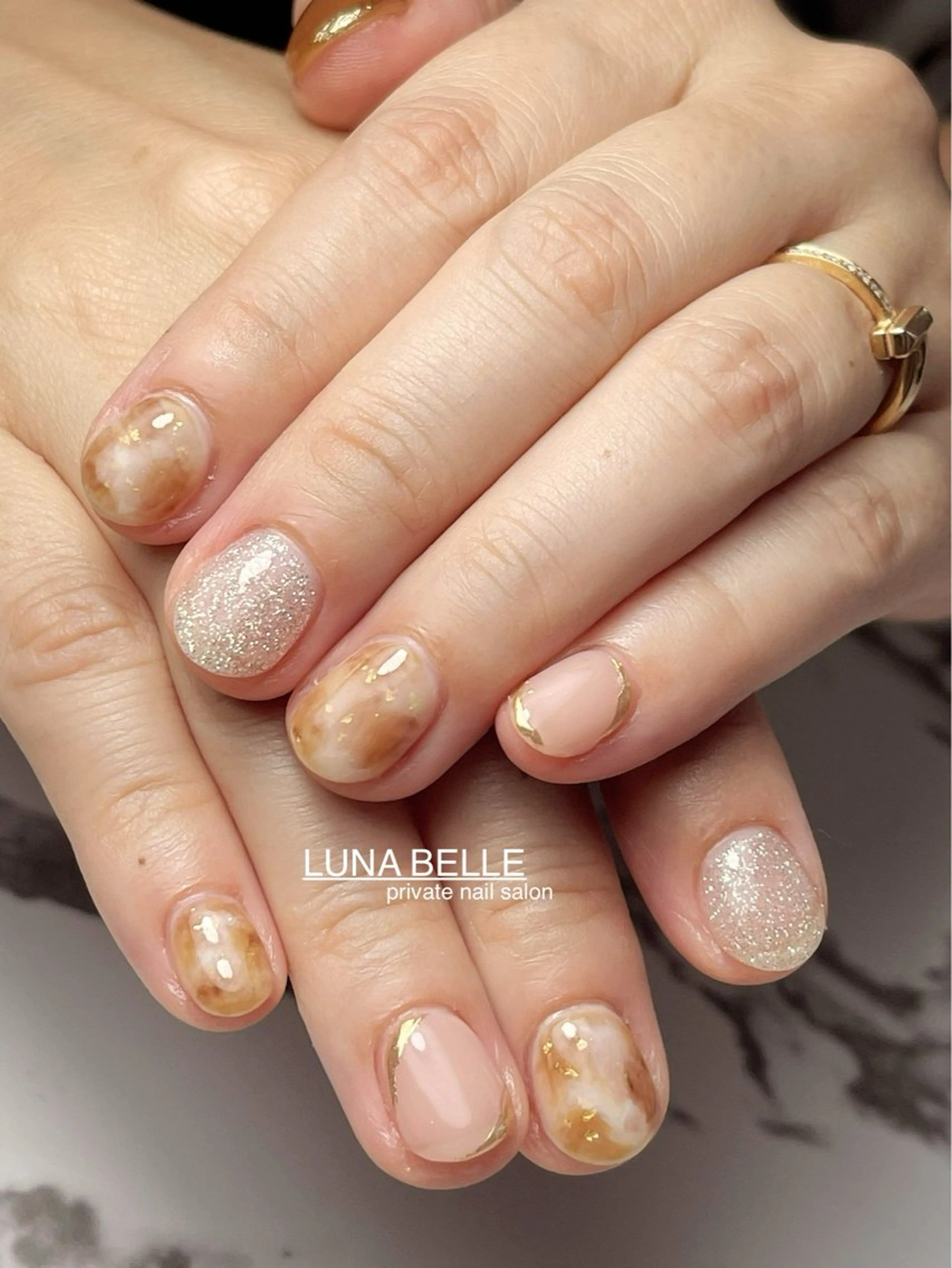 ネイル アートネイル べっ甲ネイル ミラーネイル ハンドネイル LUNA BELLEのネイルデザイン