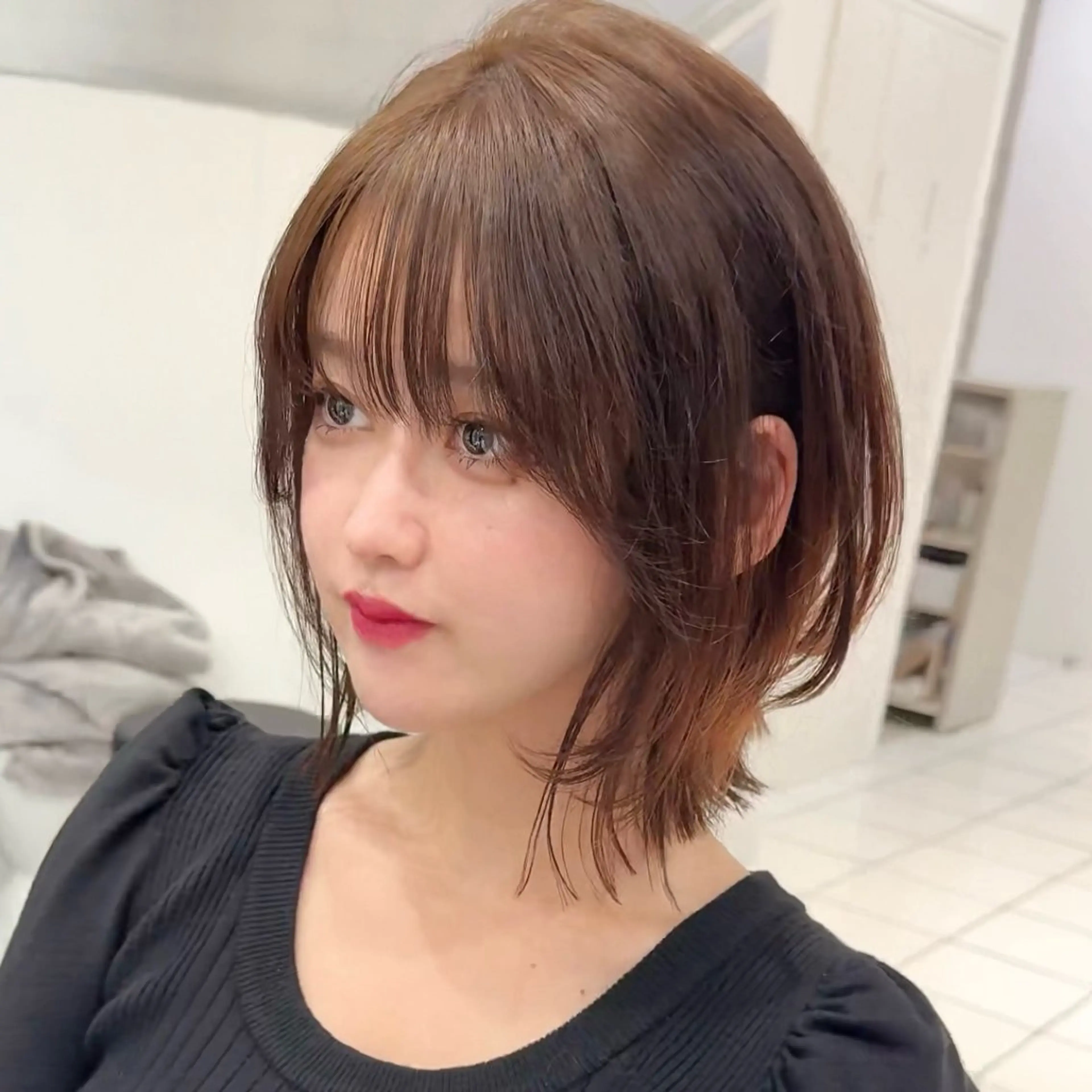 ミディアム カラー ボブ 髪質改善 似合わせカット 縮毛矯正 💎ボブ/似合わせの 達人/縮毛矯正/畔上のヘアスタイル