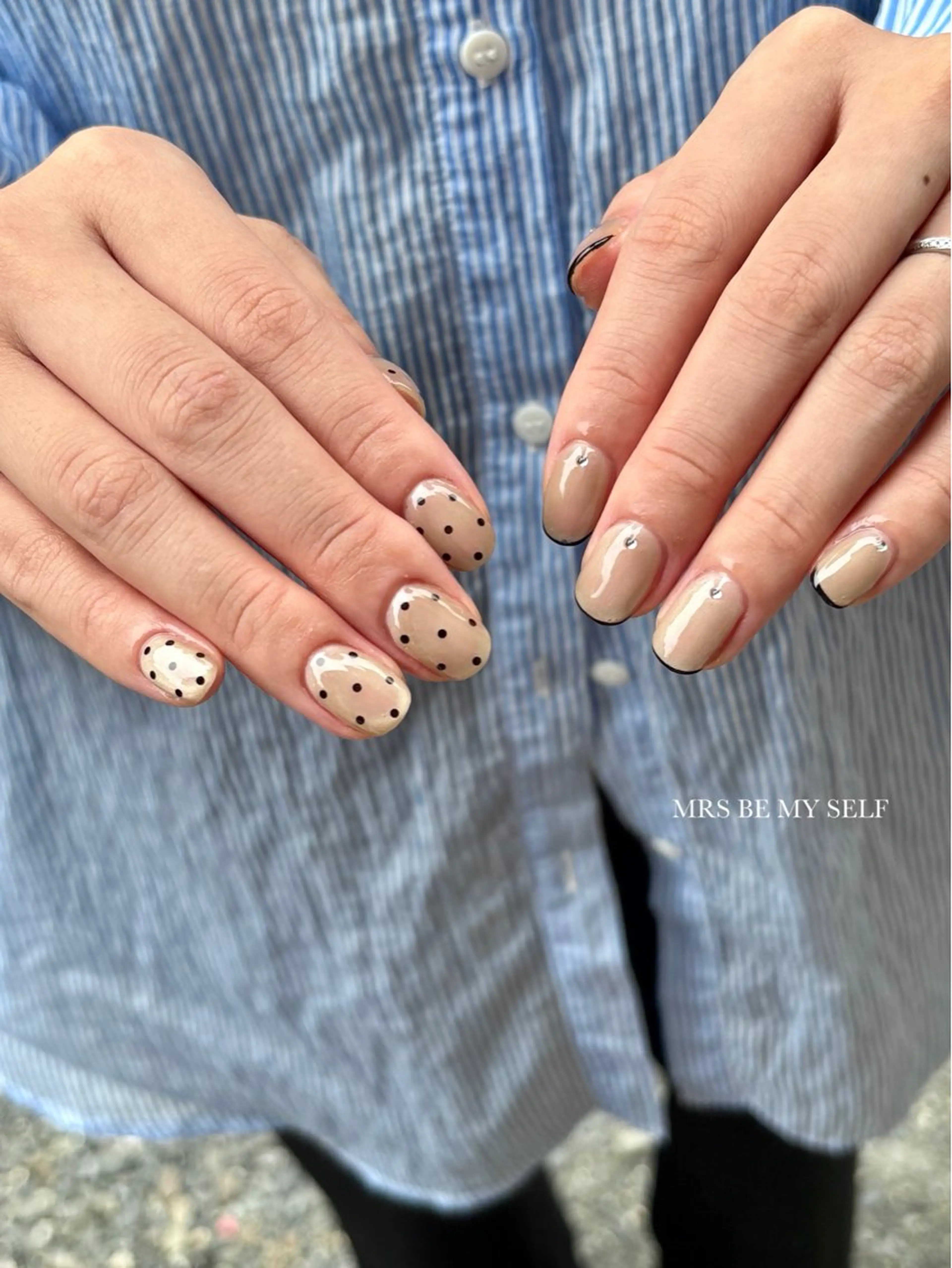 ネイル ドット フレンチネイル ハンドネイル MRS/ miyu🎀のネイルデザイン