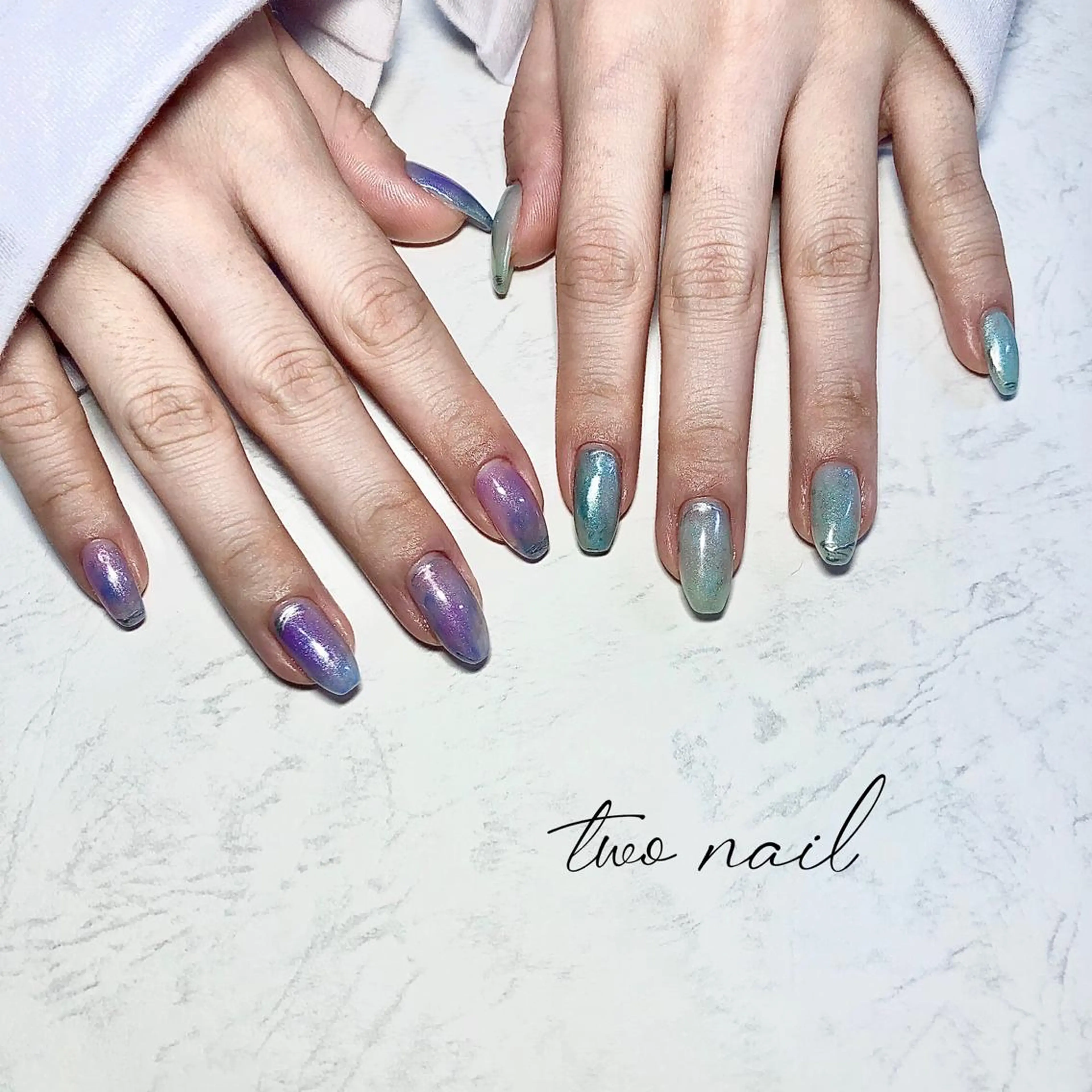 ネイル アートネイル フットネイル ハート ニュアンスネイル ホワイト two nailのネイルデザイン