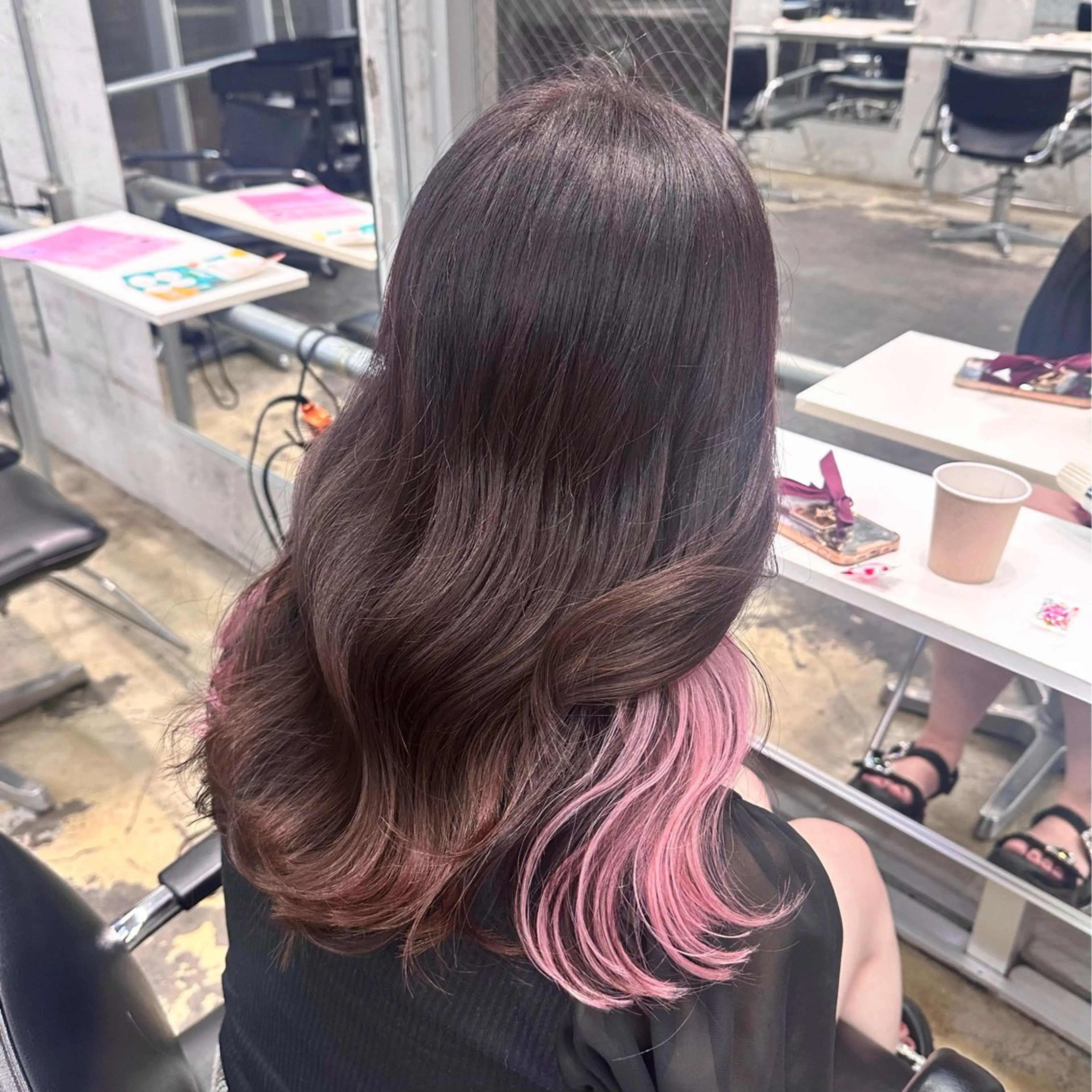 ロング カラー ヘアアレンジ ブラウンカラー ピンクカラー ピンクブラウン ホワイトピンク エクステ 🥀モテ暖色× エクステ🥀あかりのヘアスタイル