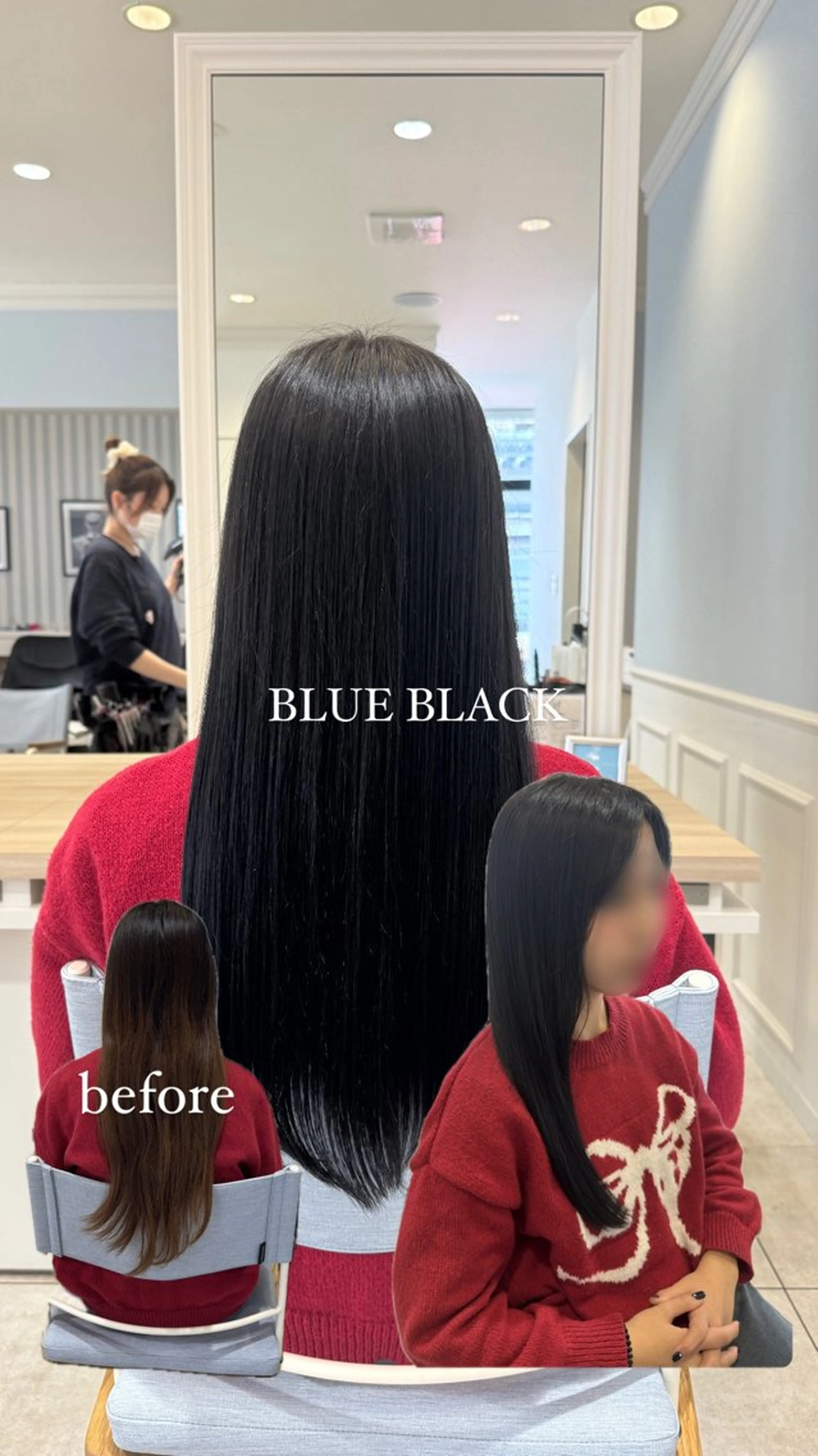 ロング カラー 黒髪 ブルーカラー ブルーブラック 透明感カラー レイヤー/ウルフカッ ト/𝓡𝓲𝓷🍎のヘアスタイル