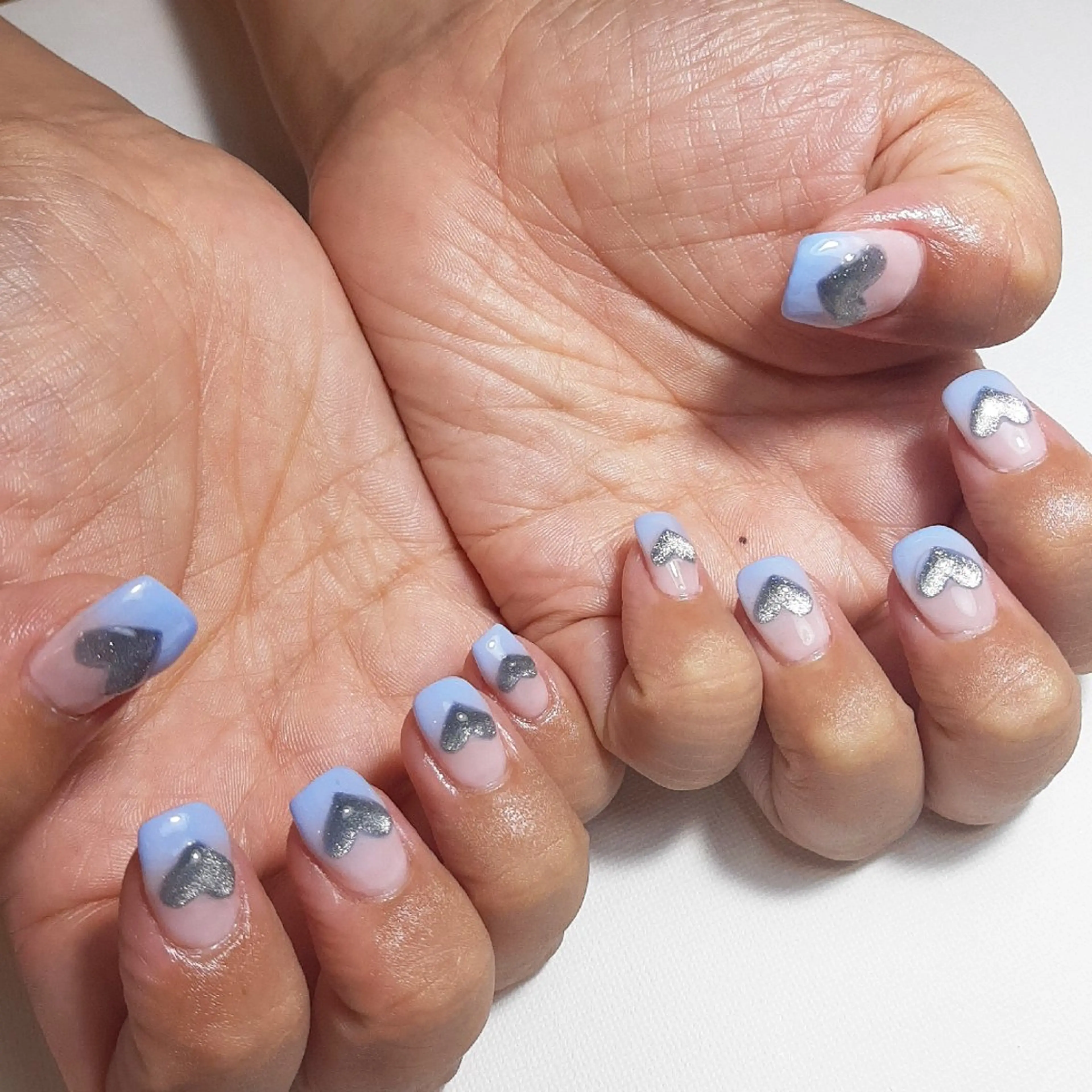 ネイル ジェルネイル グラデーション ハート 持ち込み ショートネイル owlnail /持込みデザイン専門のネイルデザイン