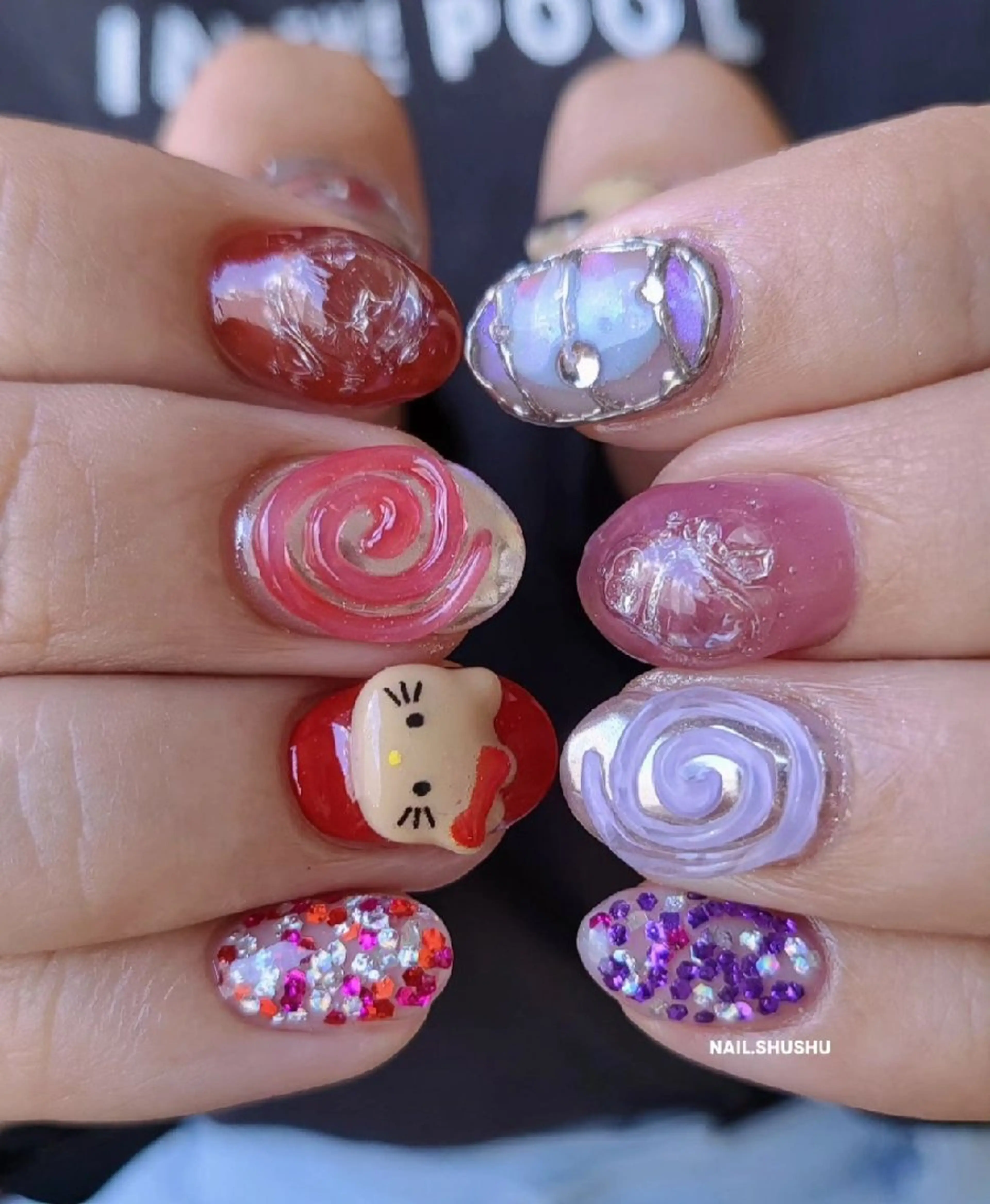 ネイル ハンドネイル 3dパーツ/流行り 👧shushu❤️のネイルデザイン