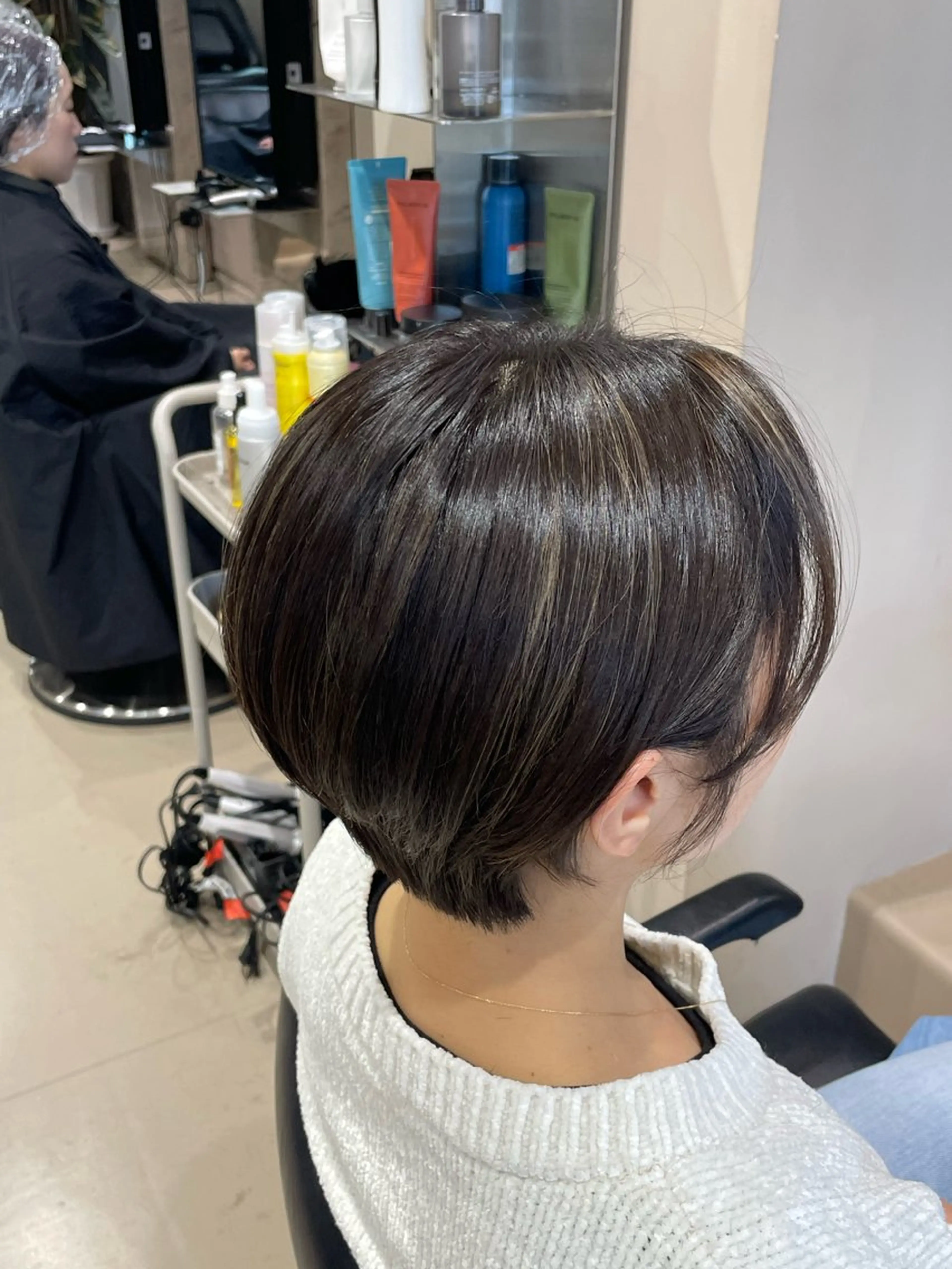 ショート 丸みショート ハイライト ショートヘア カット ヘアカラー けいせい/横浜/ カラー、パーマ、縮毛のヘアスタイル