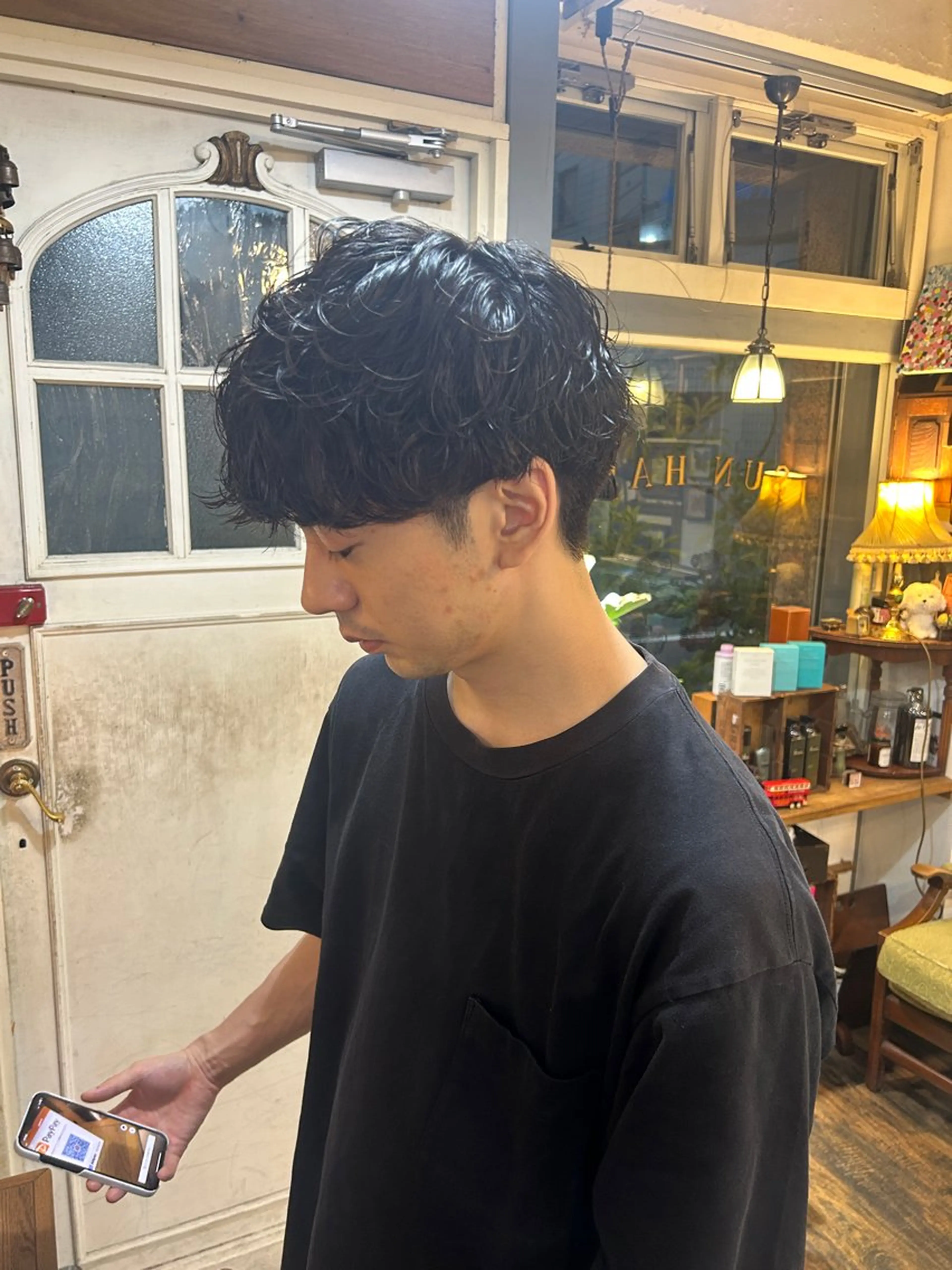 ショート パーマ メンズ カット パーマ 清水千優/パーマ/透 明感カラー/メンズのヘアスタイル