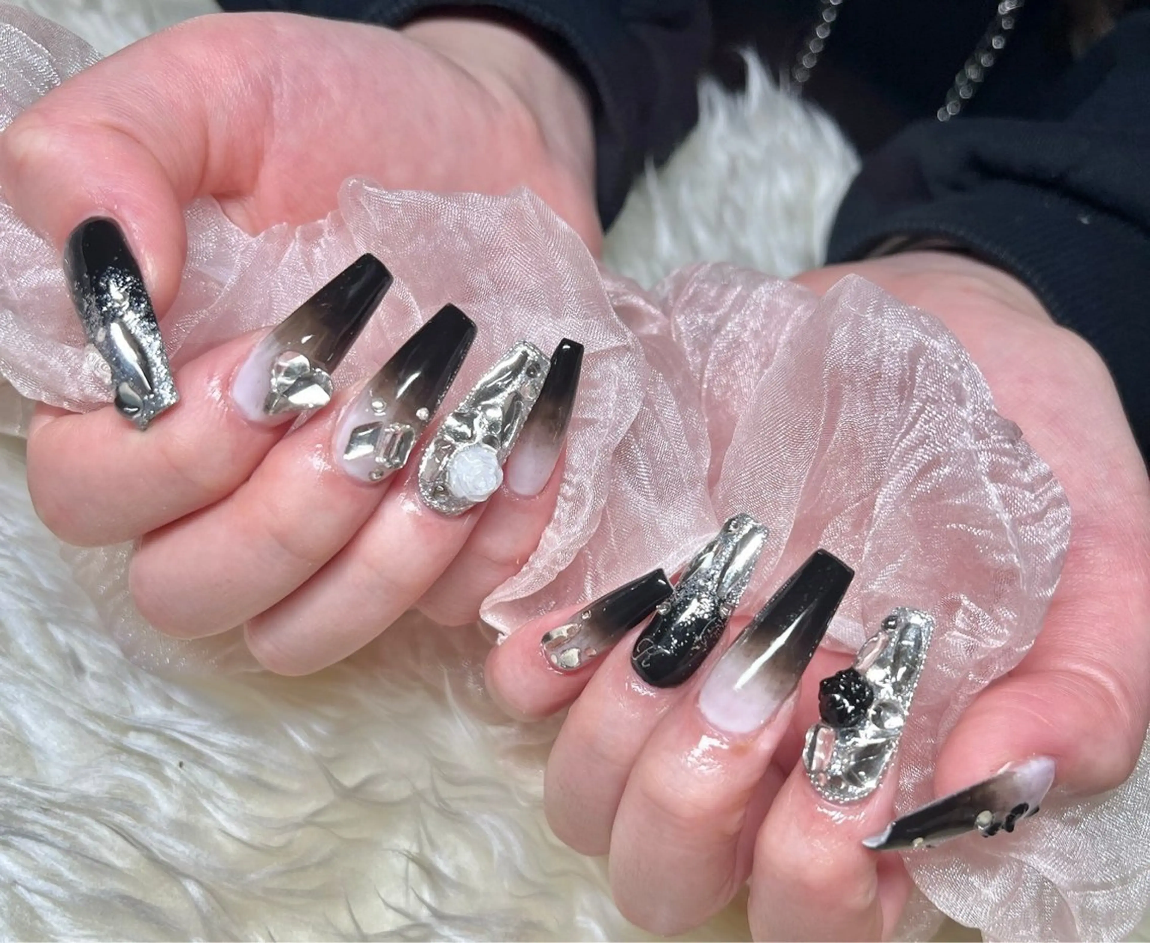 ネイル 成人式 長さ出し フレンチネイル ジェルネイル グラデーション ハンドネイル Nail&eye Belire 新宿のネイルデザイン