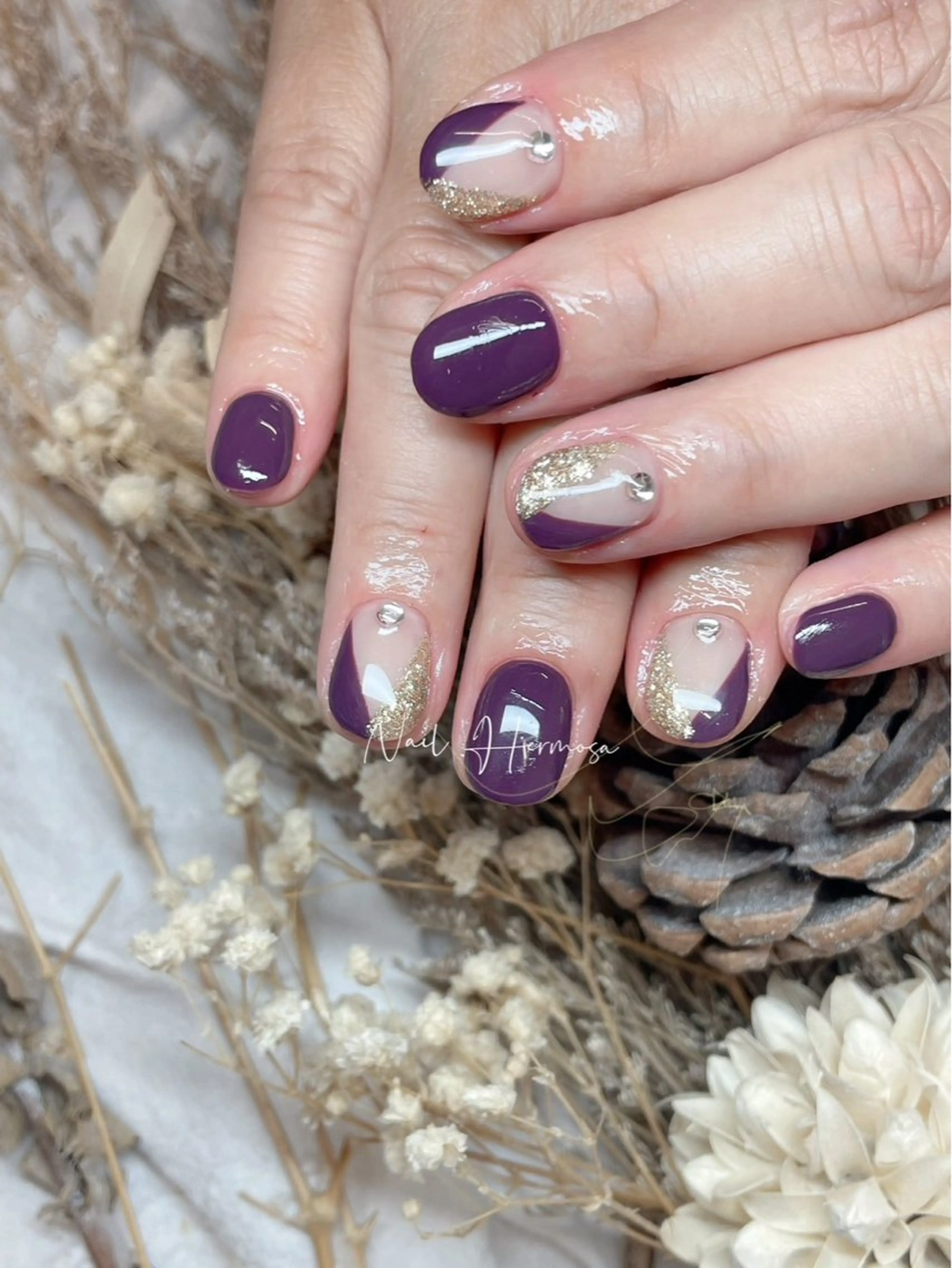 ネイル 長さ出し フラッシュネイル フットネイル ジェルネイル マグネットネイル ハンドネイル エルモサ YURIKAのネイルデザイン