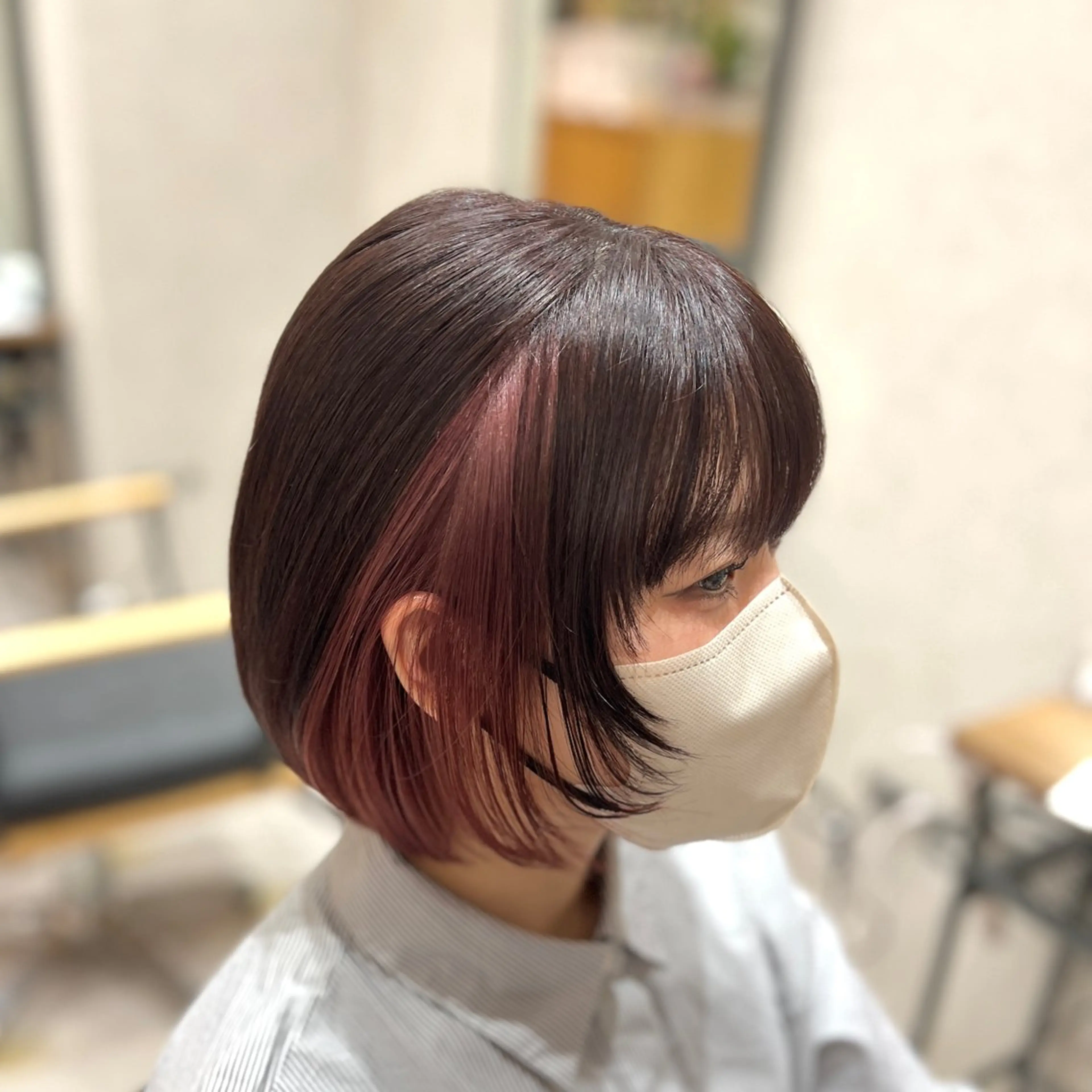 カラー ベージュカラー ダブルカラー ピンクカラー ピンクベージュ 中谷 安里のヘアスタイル