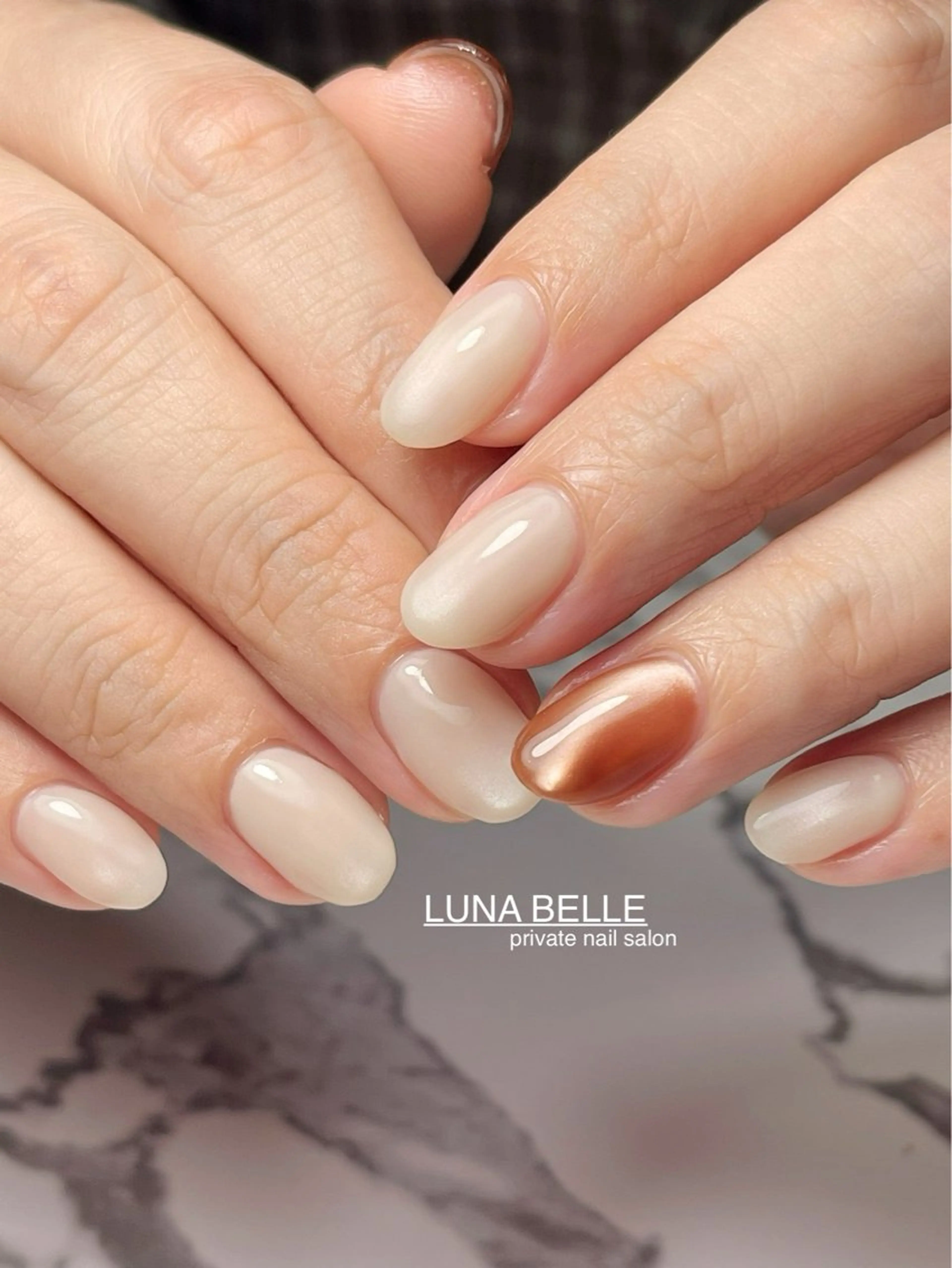 ネイル ブラウン ハンドネイル LUNA BELLEのネイルデザイン